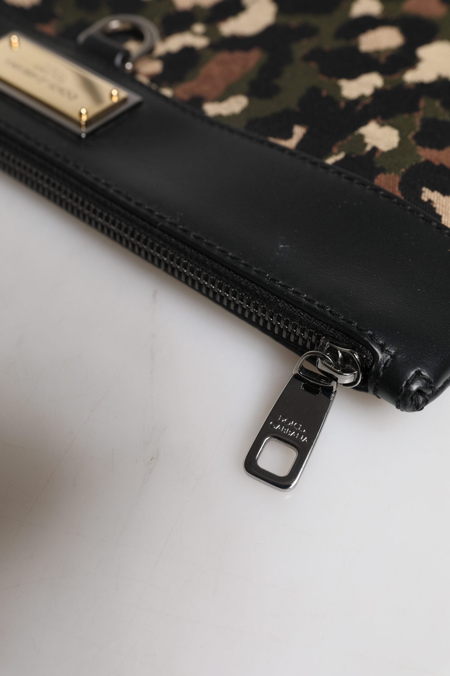 Dolce & Gabbana Multicolor Leopard Jacquard Print Logo Plaque Pouch Bag | Regal Royce