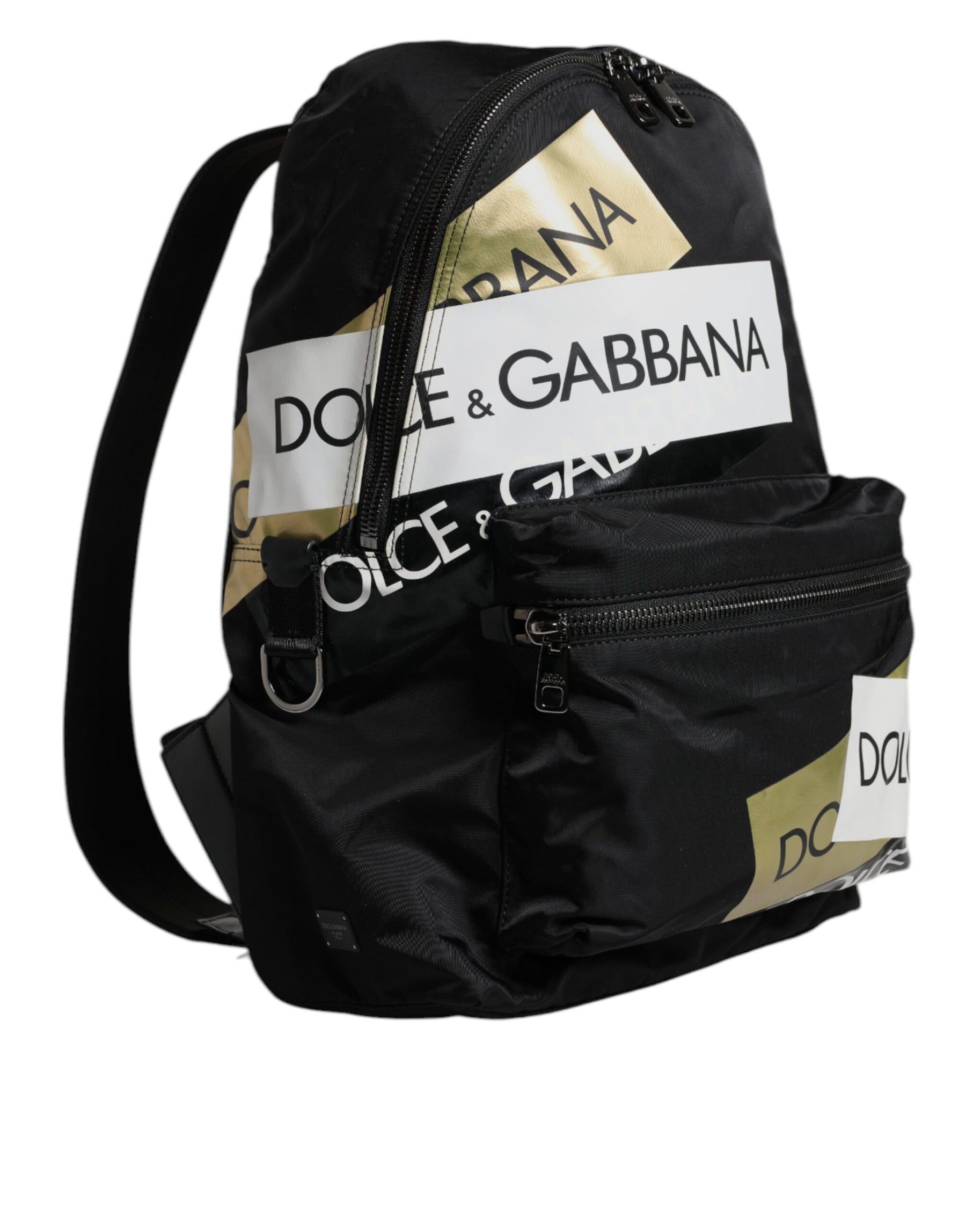 Dolce & Gabbana Black Logo Tape Polyamide School Travel Backpack Bag | Regal Royce
