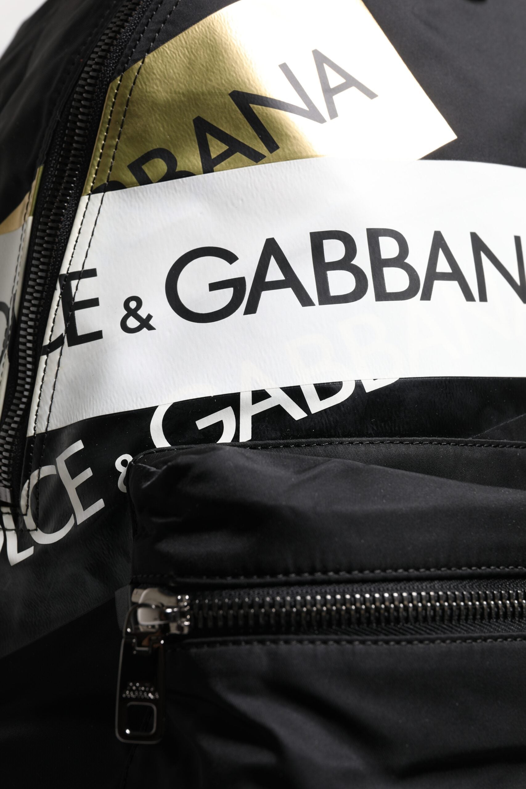 Dolce & Gabbana Black Logo Tape Polyamide School Travel Backpack Bag | Regal Royce