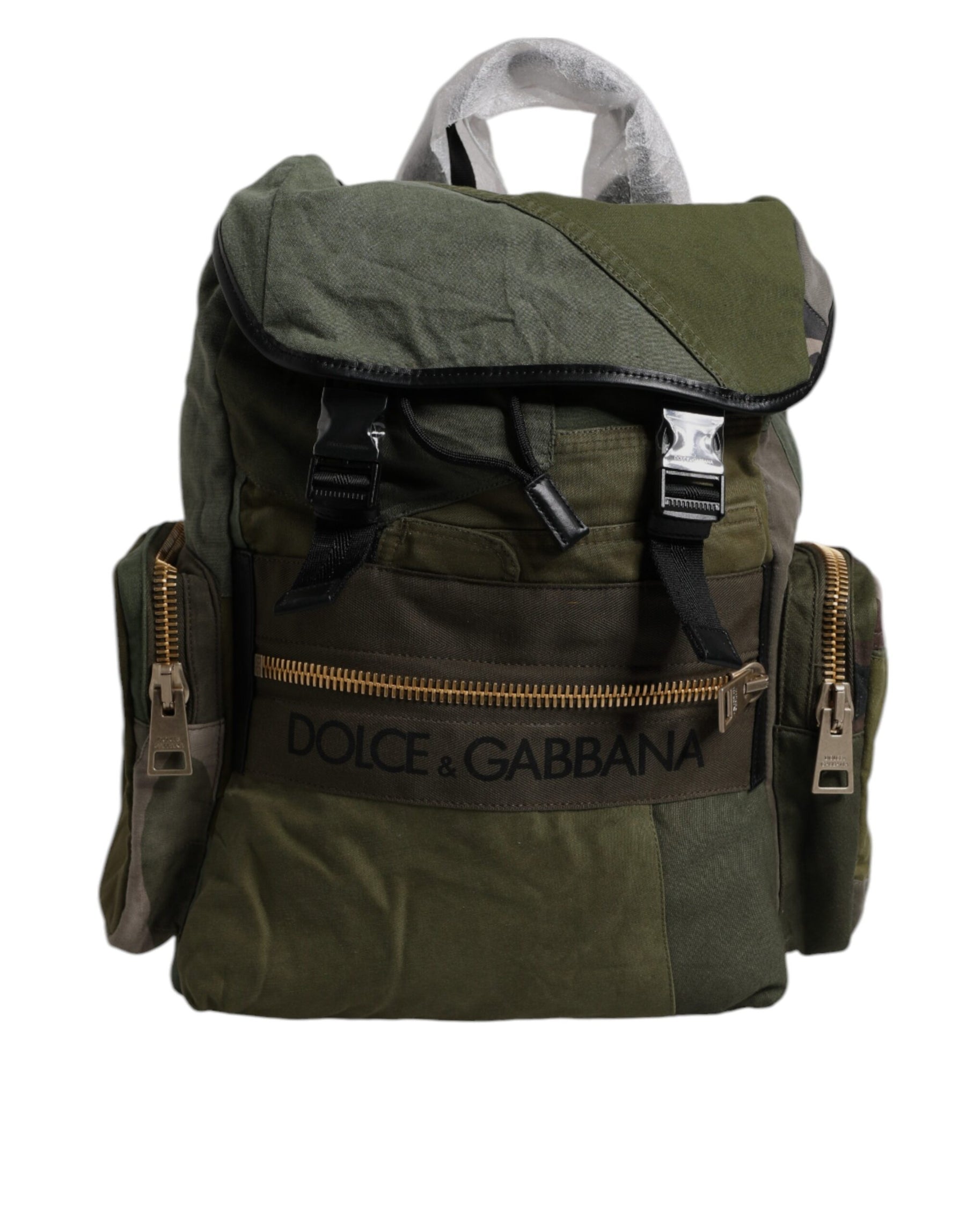 Dolce & Gabbana Military Green Patchwork Travel Backpack Bag | Regal Royce