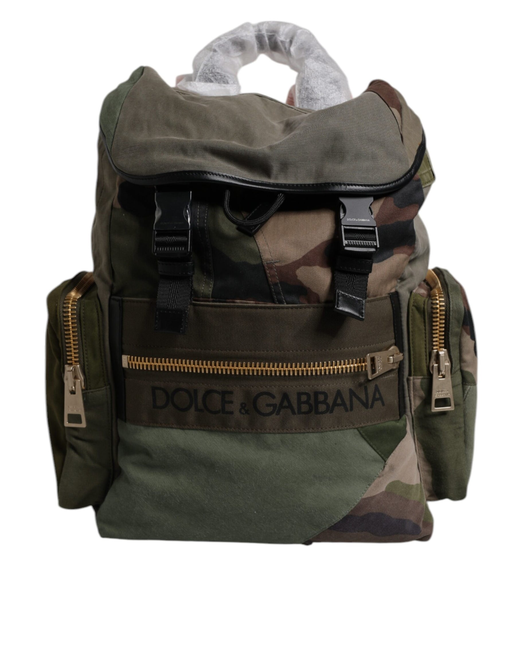 Dolce & Gabbana Military Green Patchwork Travel Backpack Bag | Regal Royce