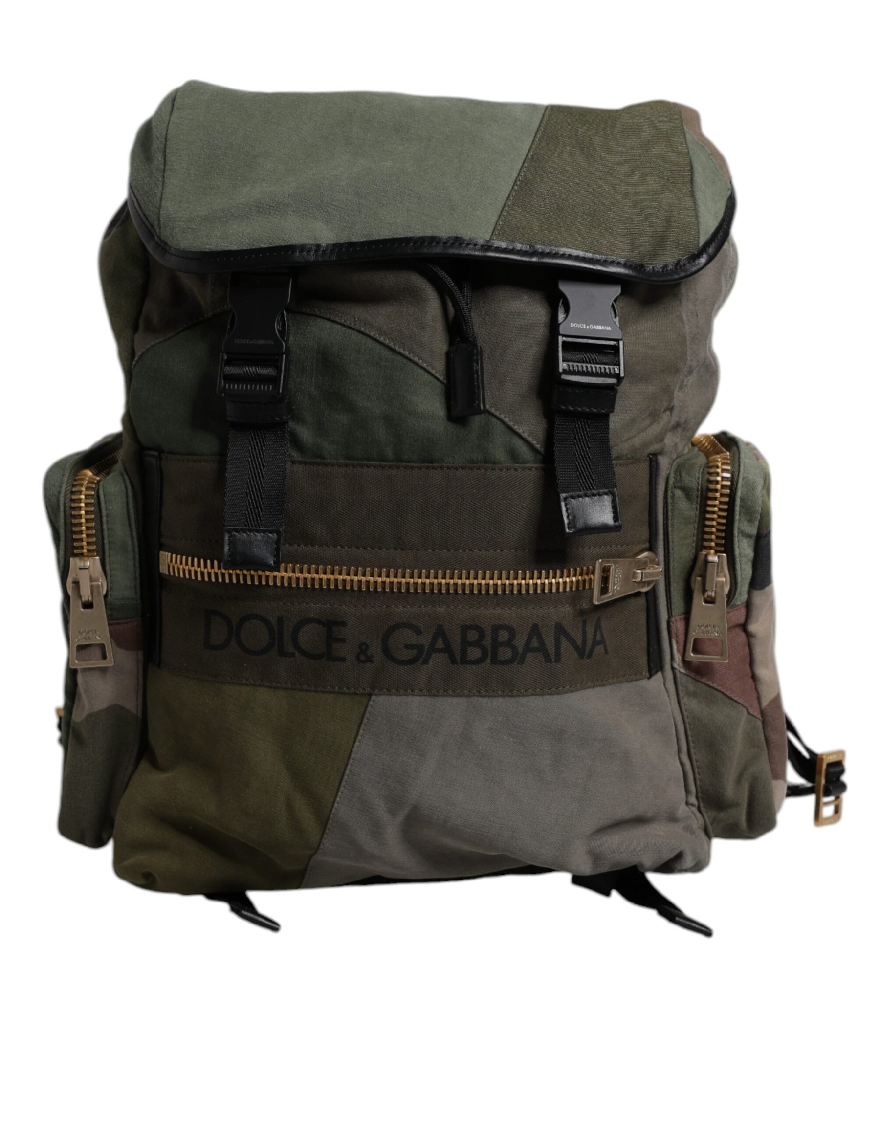 Dolce & Gabbana Military Green Patchwork Travel Backpack Bag | Regal Royce