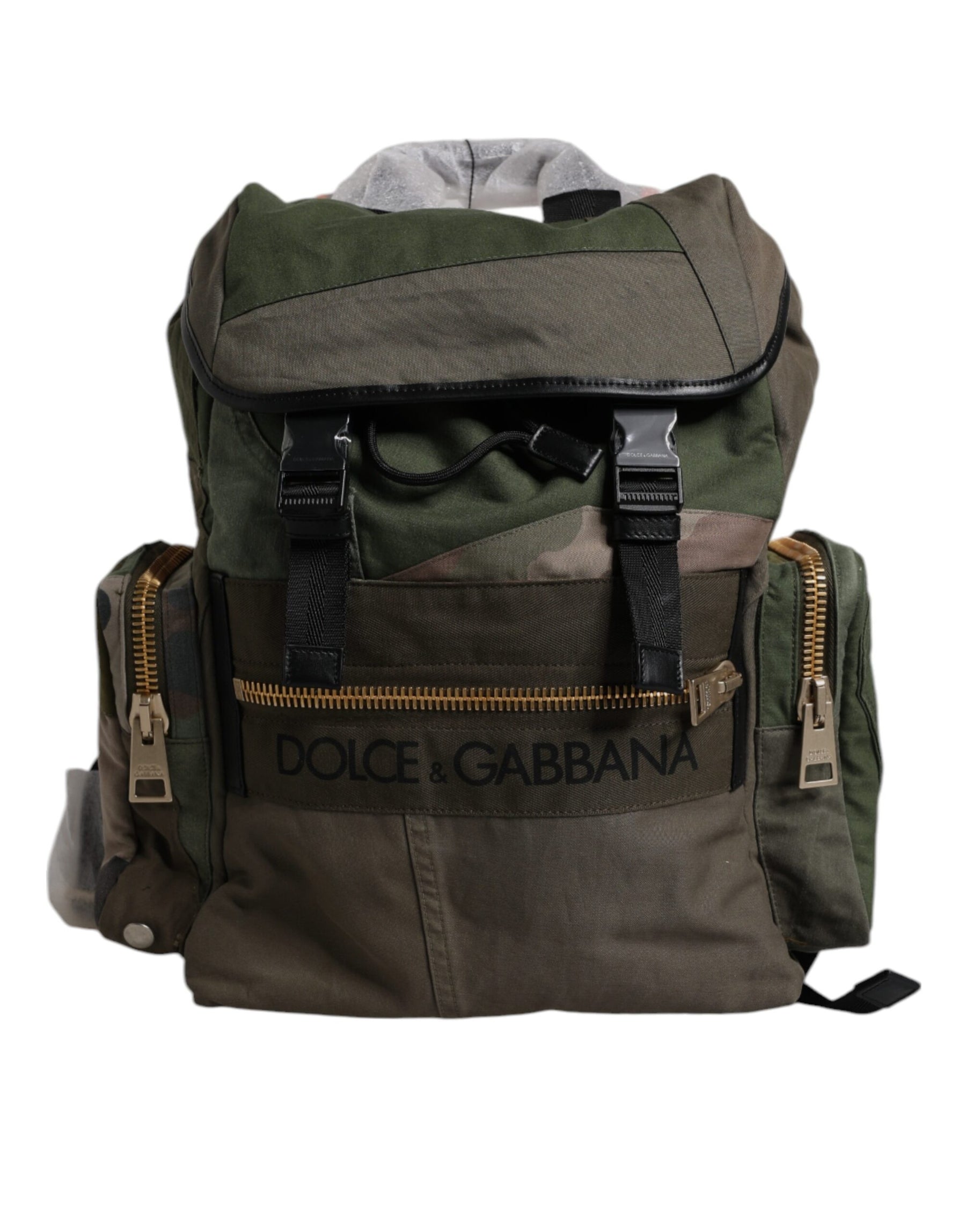 Dolce & Gabbana Military Green Patchwork Travel Backpack Bag | Regal Royce