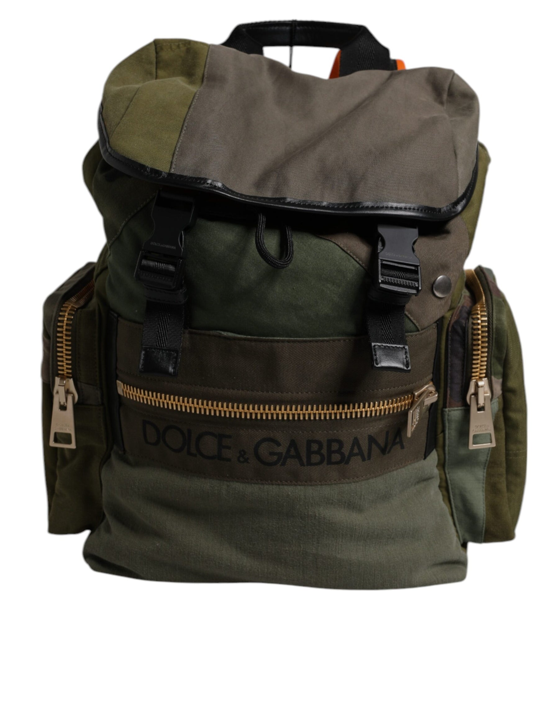 Dolce & Gabbana Military Green Patchwork Travel Backpack Bag | Regal Royce