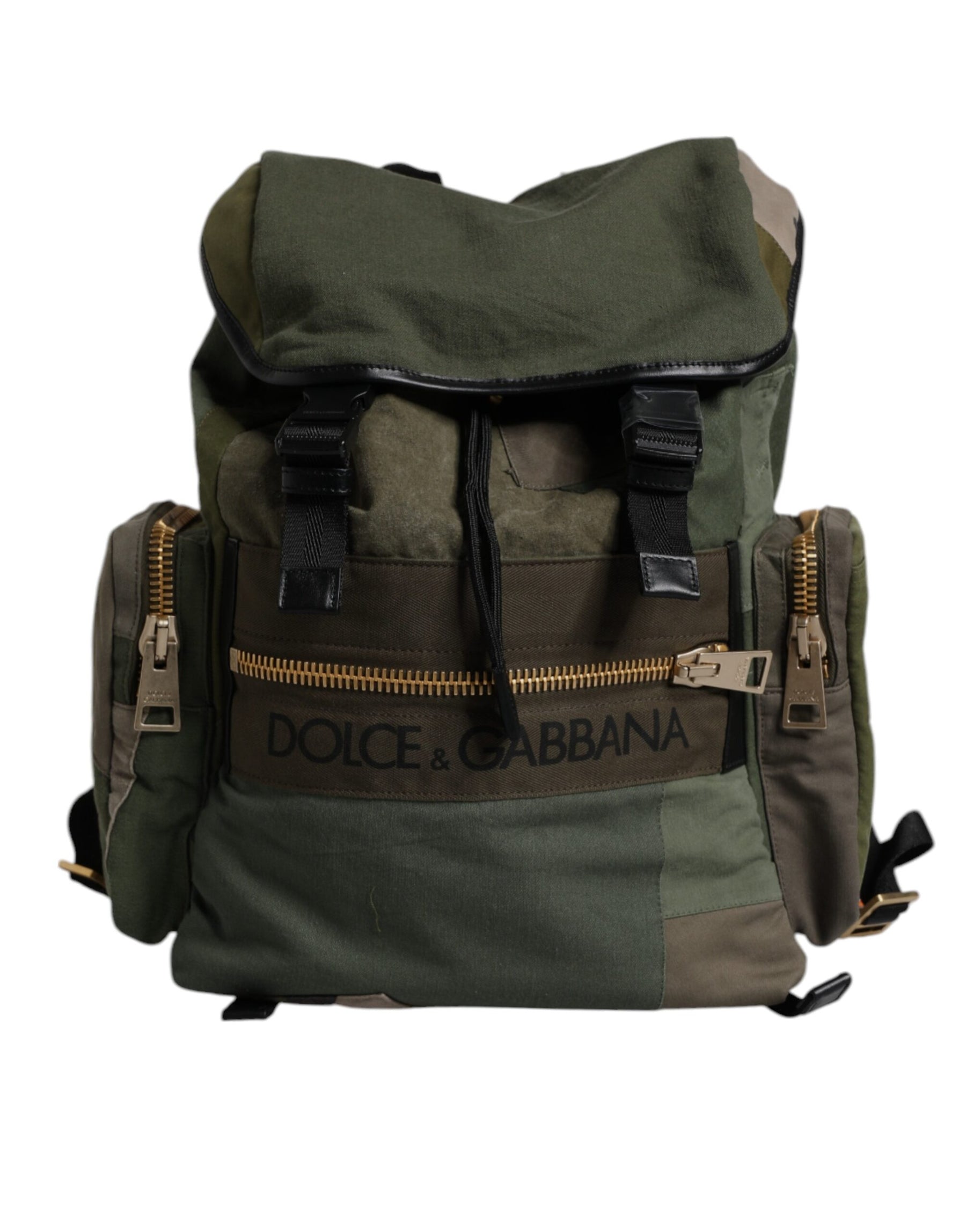Dolce & Gabbana Military Green Patchwork School Backpack Bag | Regal Royce