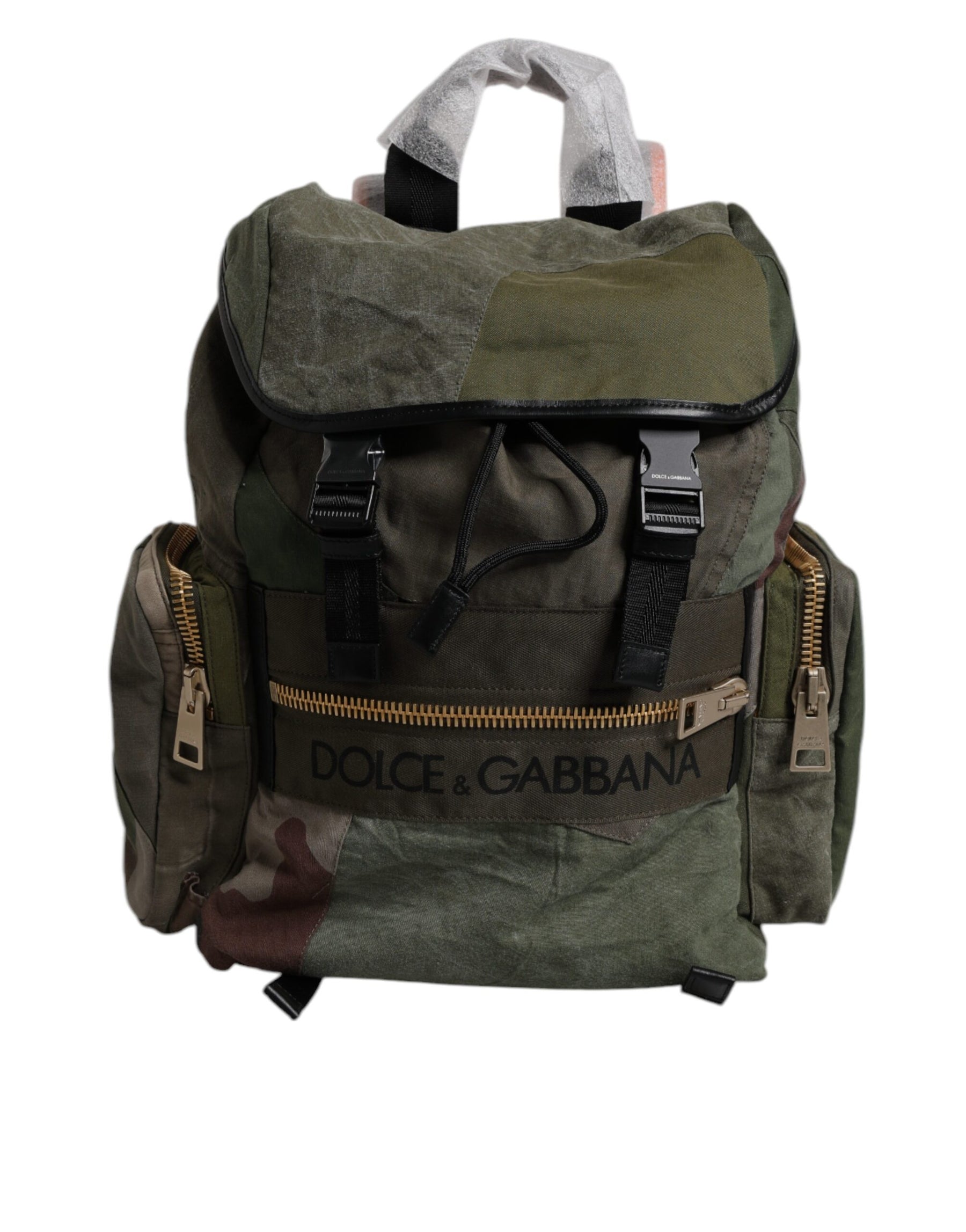 Dolce & Gabbana Military Green Patchwork Travel Backpack Bag | Regal Royce