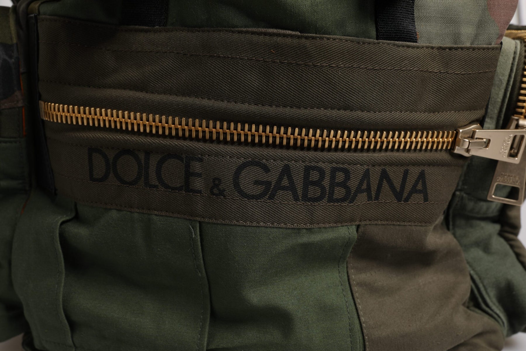 Dolce & Gabbana Military Green Patchwork Travel Backpack Bag | Regal Royce