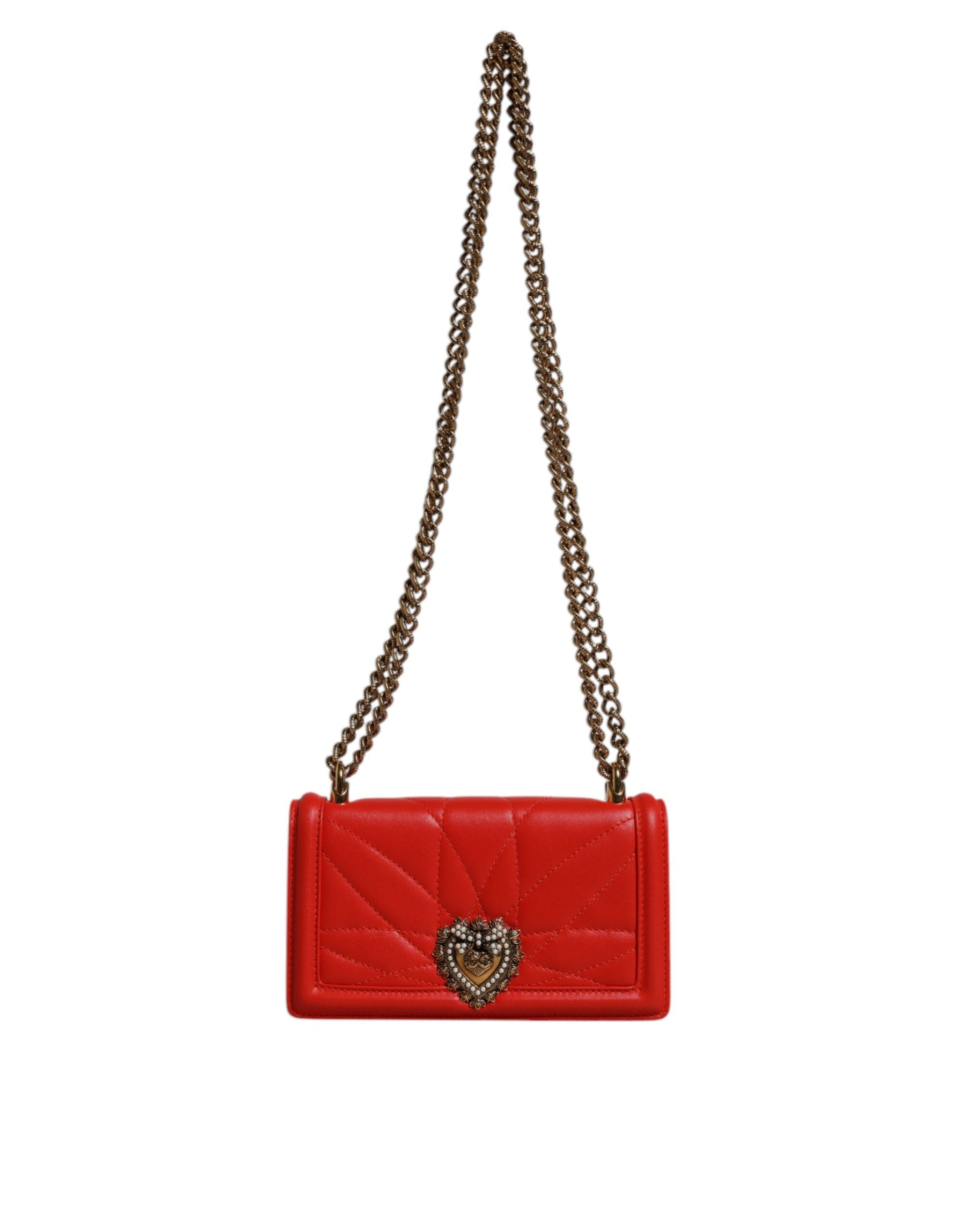 Dolce & Gabbana Red Quilted Devotion Crossbody Chain Phone Cover Bag | Regal Royce