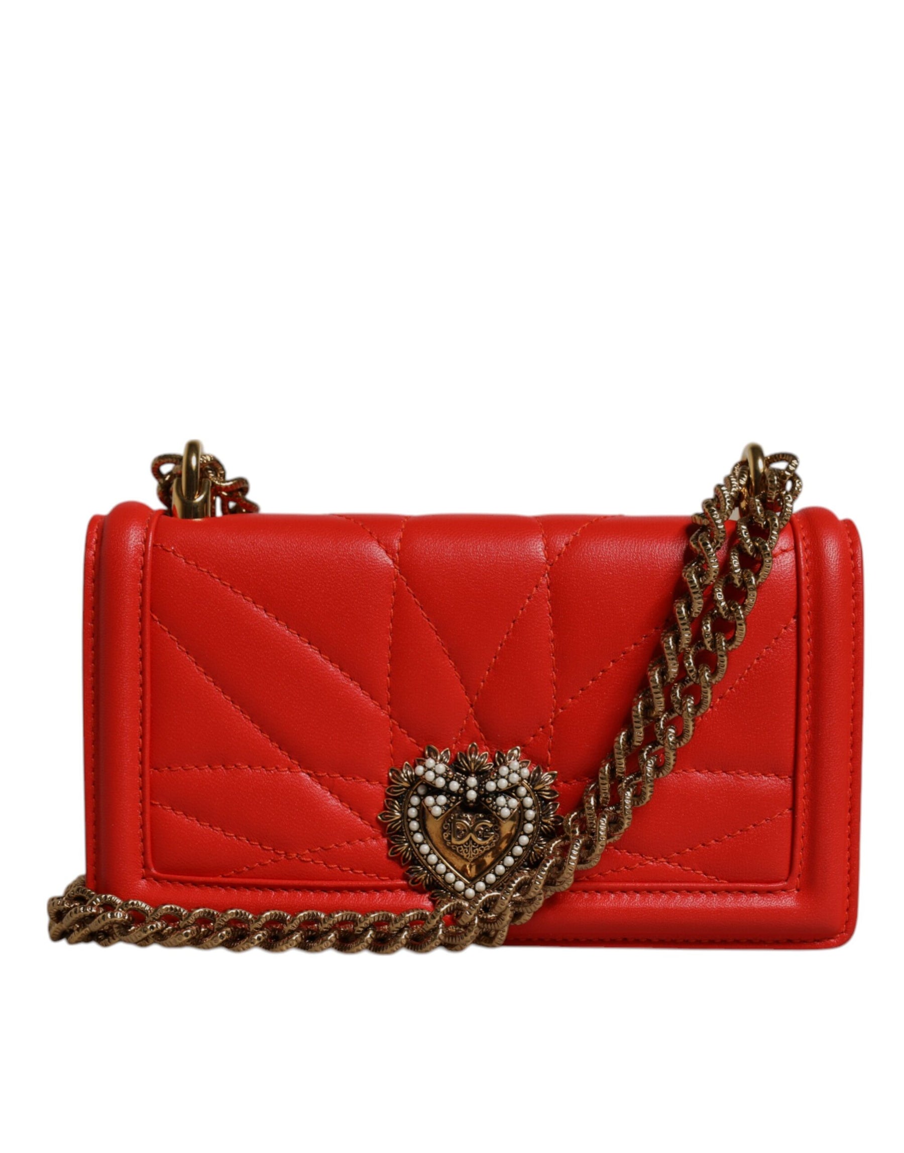 Dolce & Gabbana Red Quilted Devotion Crossbody Chain Phone Cover Bag | Regal Royce