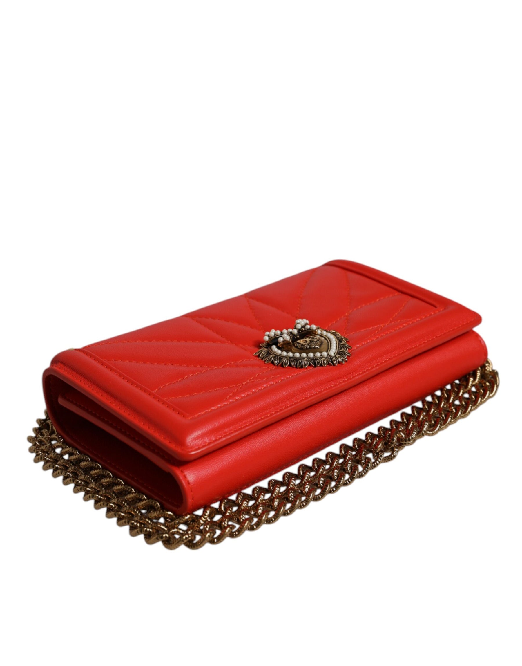 Dolce & Gabbana Red Quilted Devotion Crossbody Chain Phone Cover Bag | Regal Royce