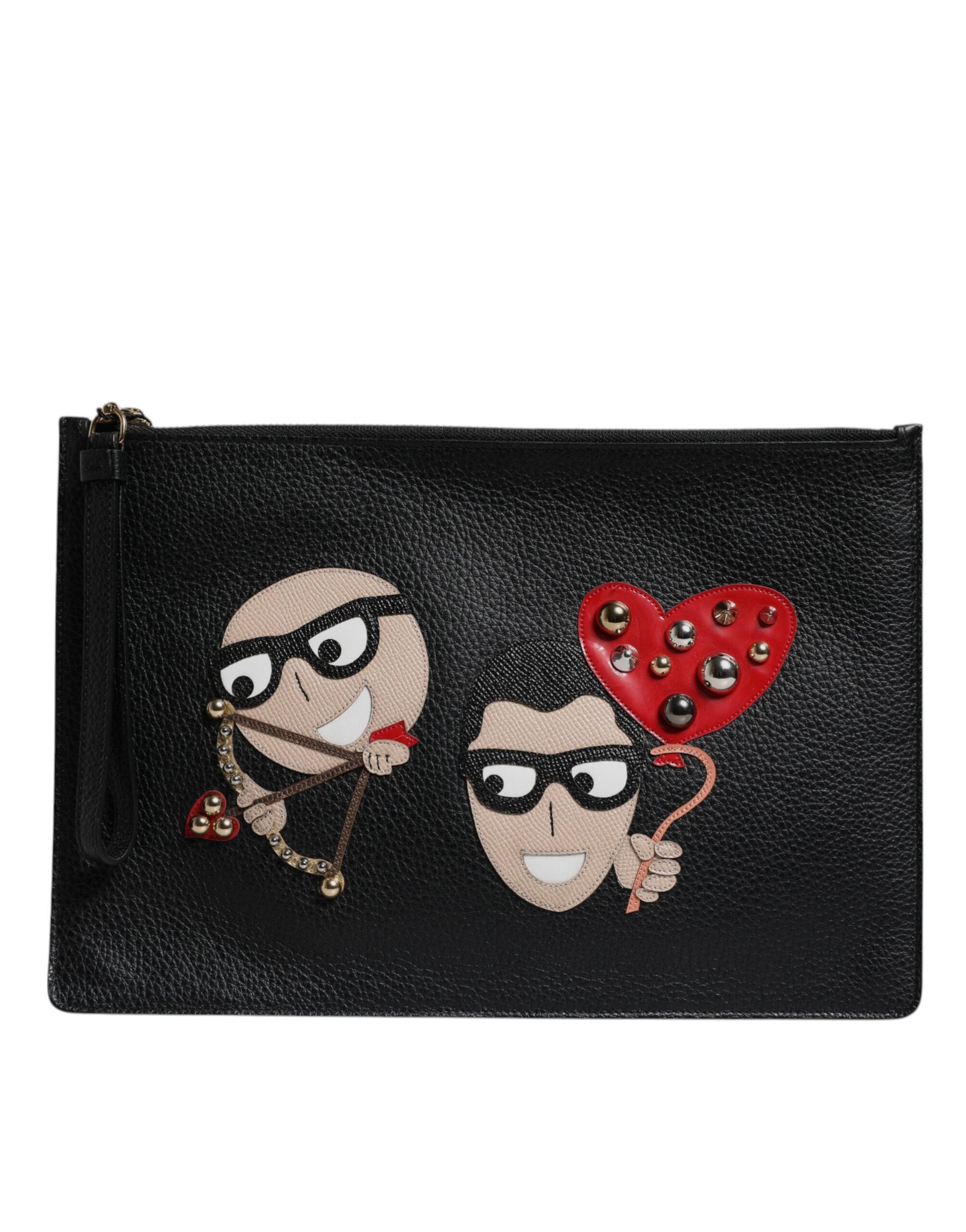 Dolce & Gabbana Black #DGFamily Embellished Leather Clutch Bag | Regal Royce