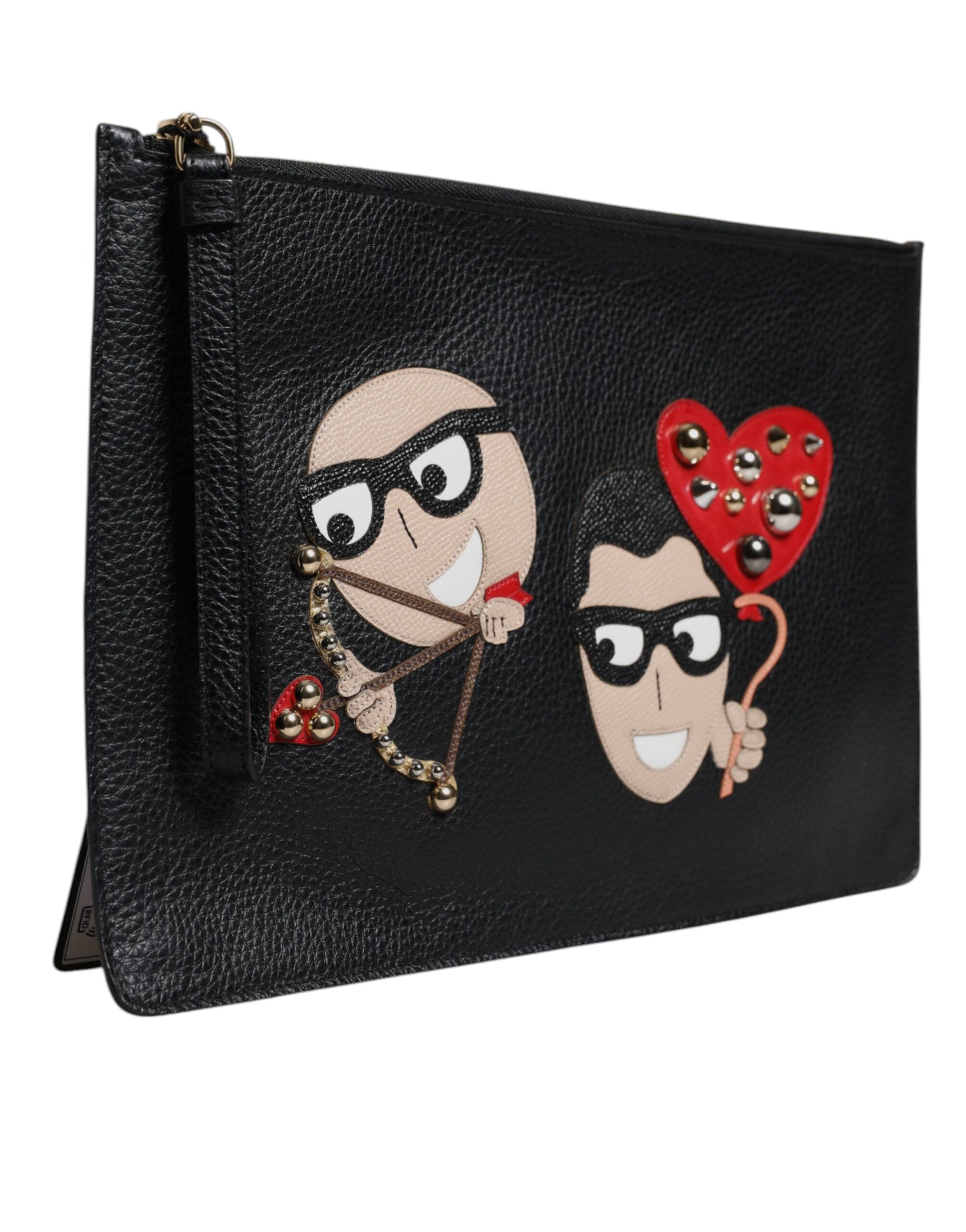 Dolce & Gabbana Black #DGFamily Embellished Leather Clutch Bag | Regal Royce