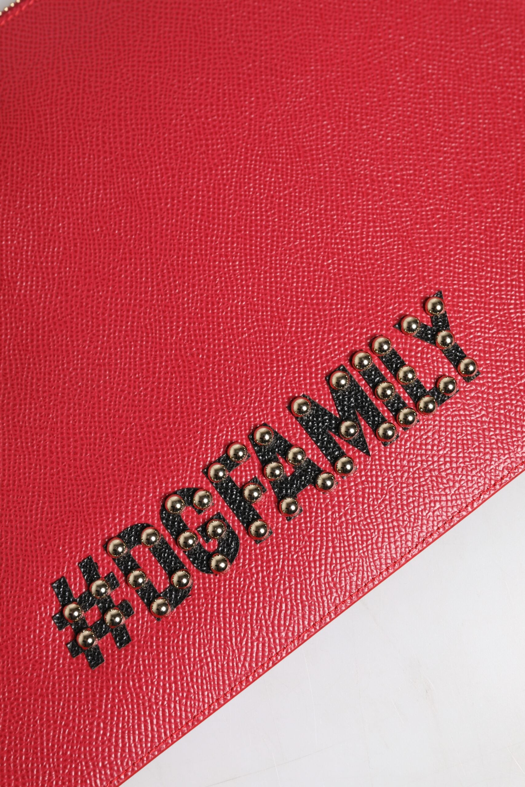 Dolce & Gabbana Red #DGFamily Embellished Leather Clutch Bag | Regal Royce