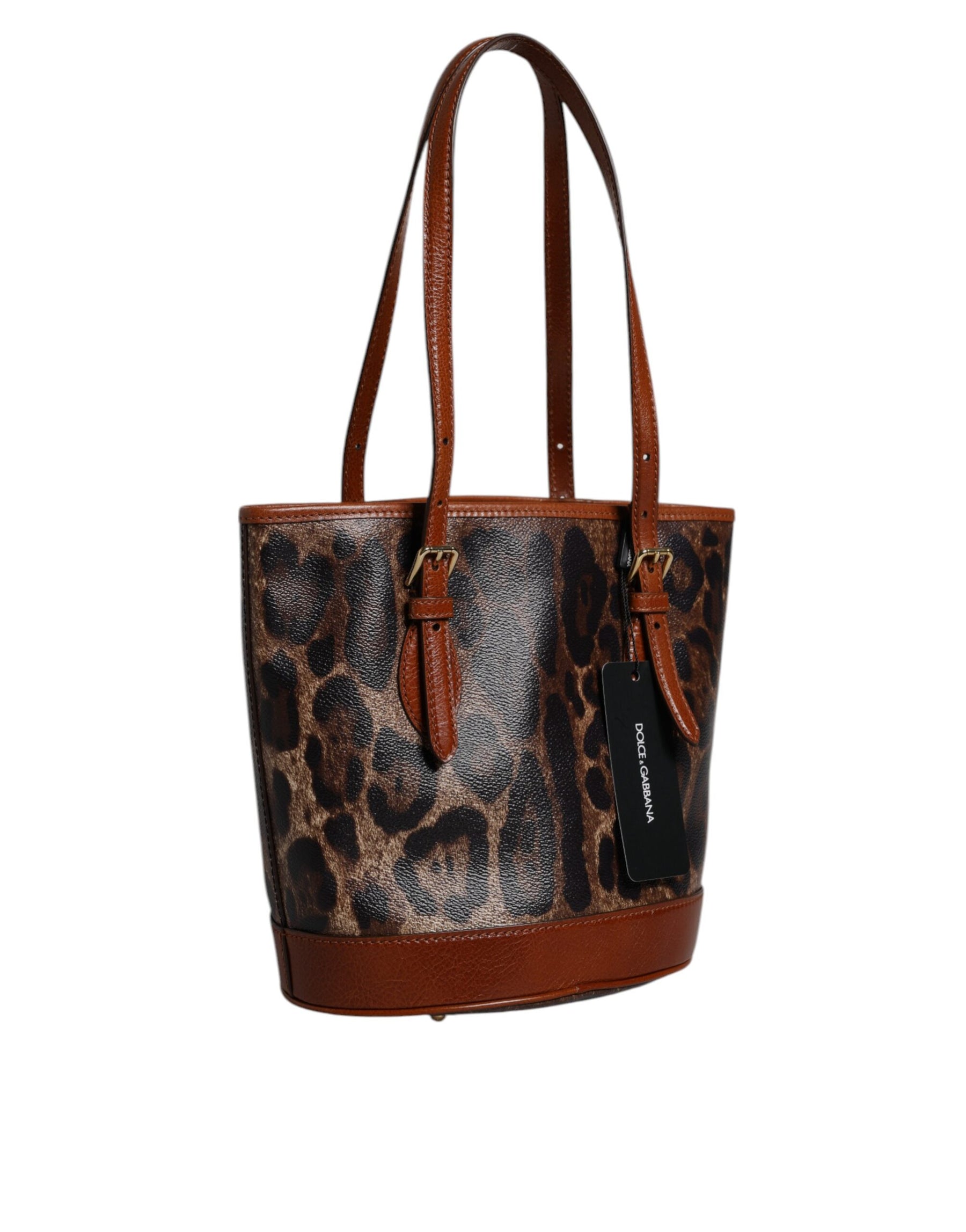 Dolce & Gabbana Brown Leopard Leather Shoulder Strap Tote Bag | Regal Royce
