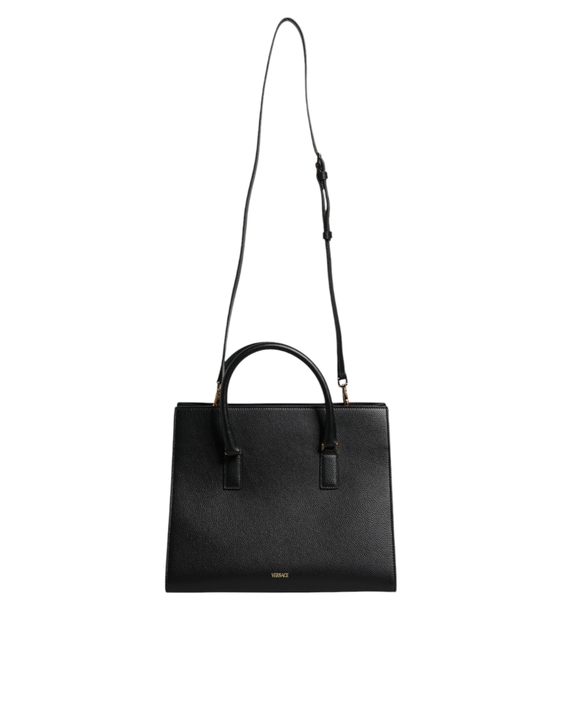 Versace Black Large Leather Top Handle Shoulder Crossbody Bag | Regal Royce