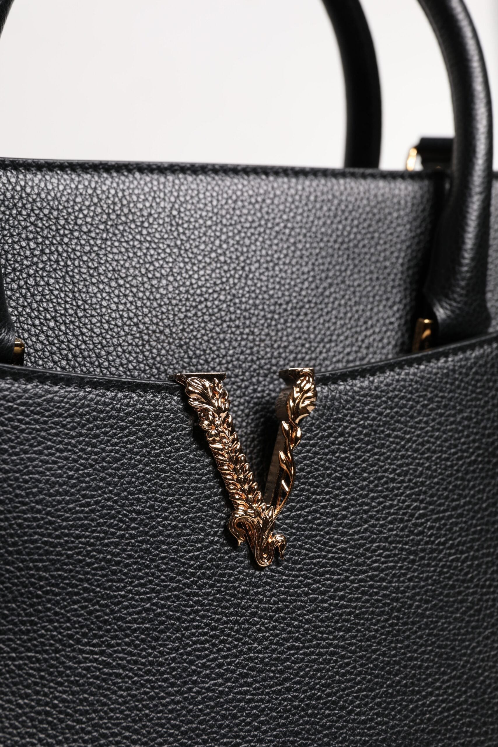 Versace Black Large Leather Top Handle Shoulder Crossbody Bag | Regal Royce