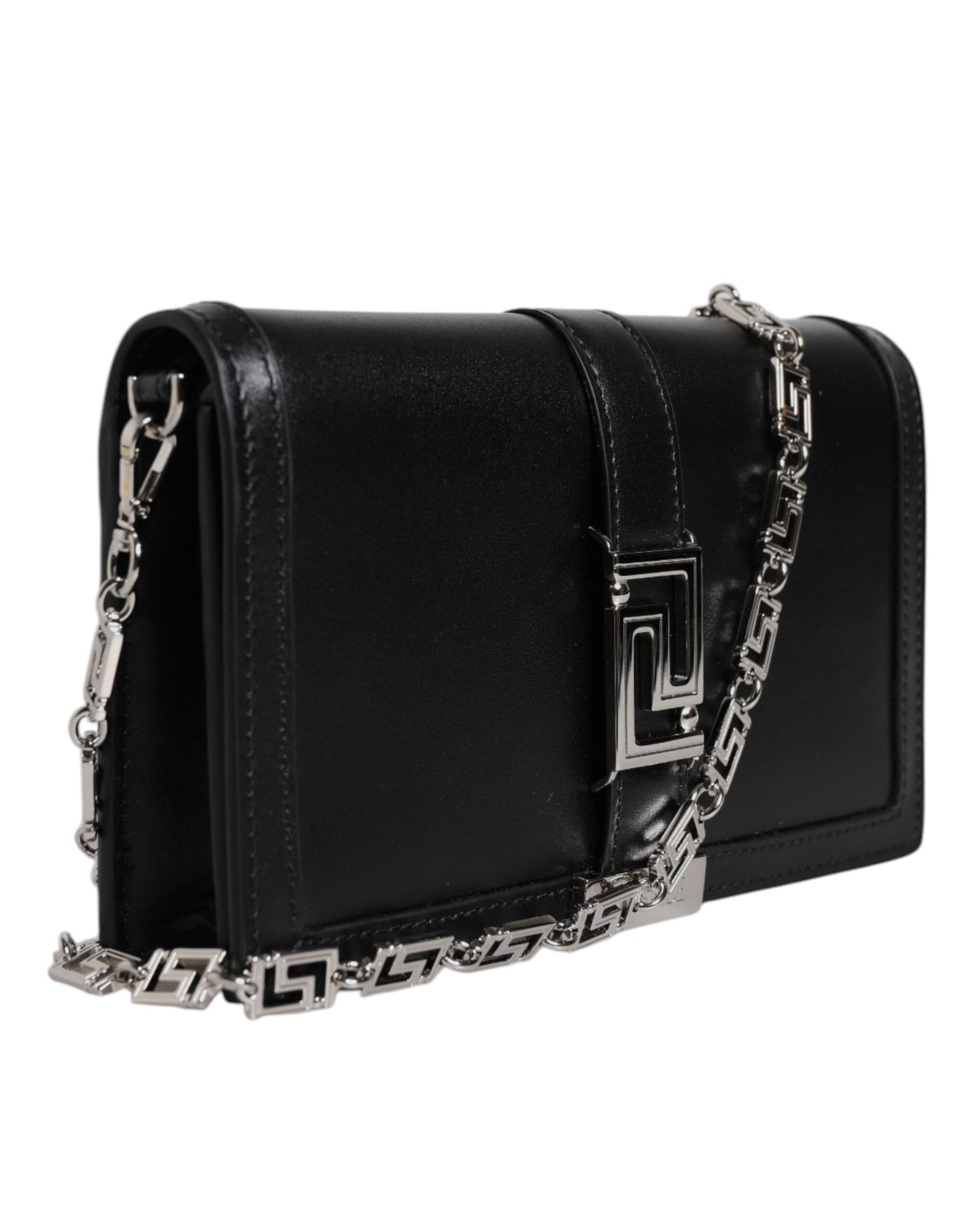 Versace Black Calfskin Leather Chain Strap Shoulder Crossbody Bag | Regal Royce