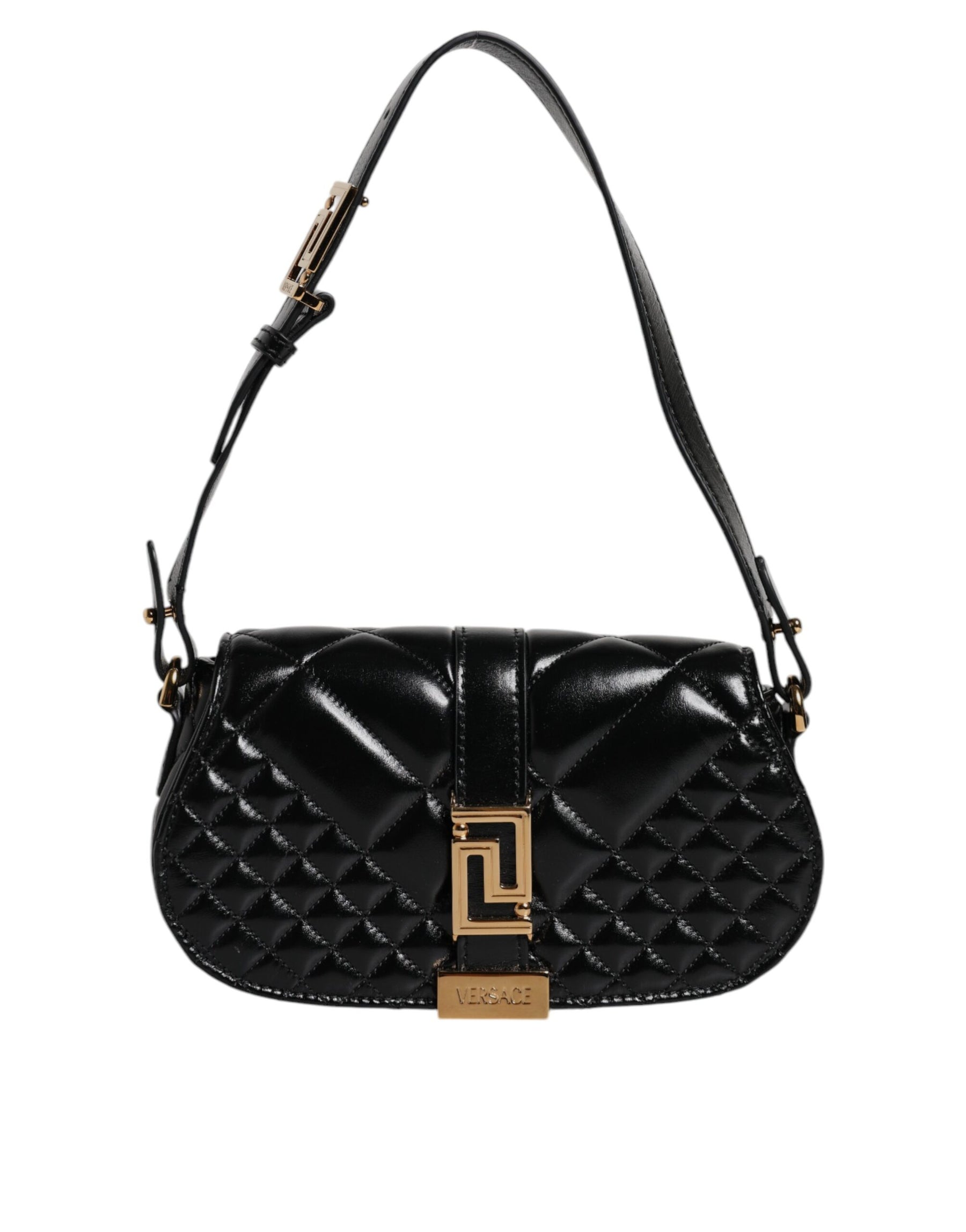 Versace Black Calf Leather Quilted Shoulder Strap Bag | Regal Royce