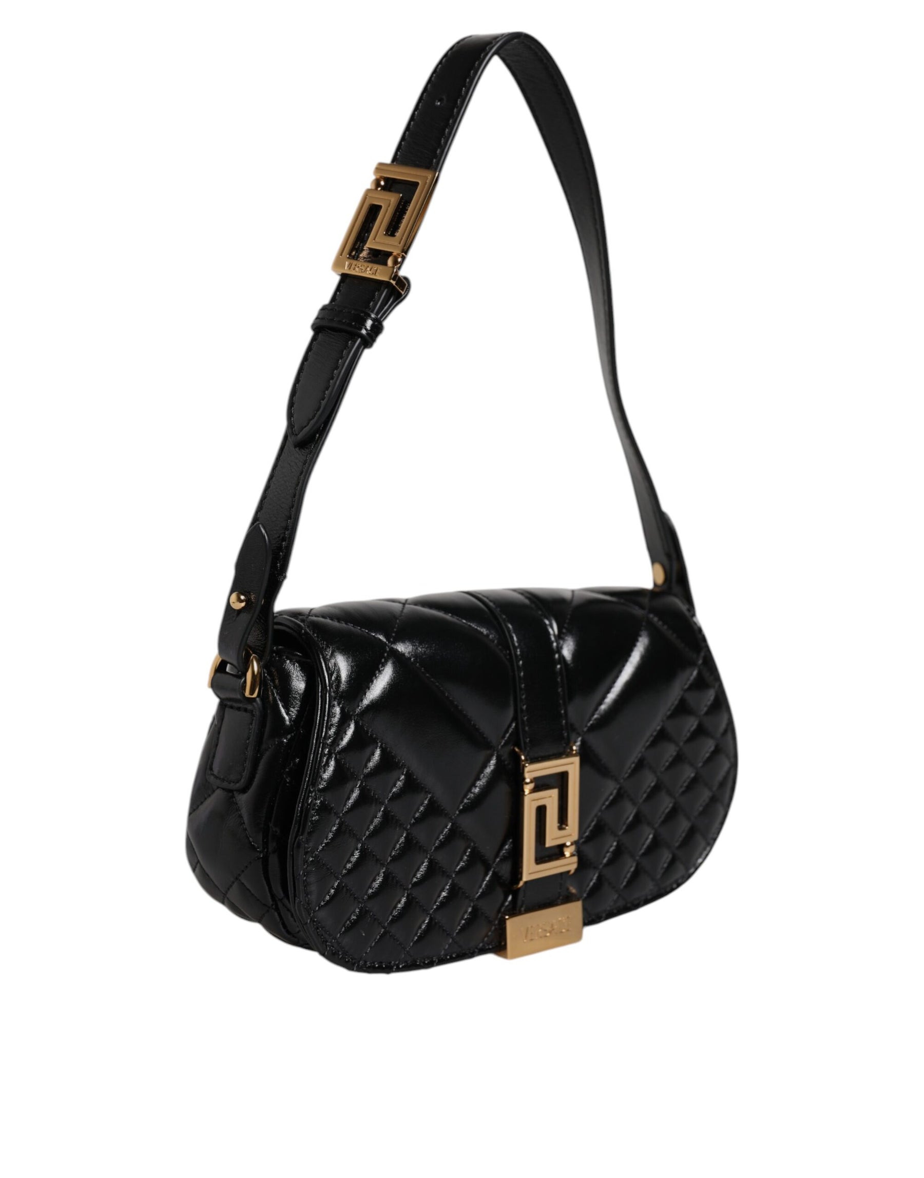 Versace Black Calf Leather Quilted Shoulder Strap Bag | Regal Royce