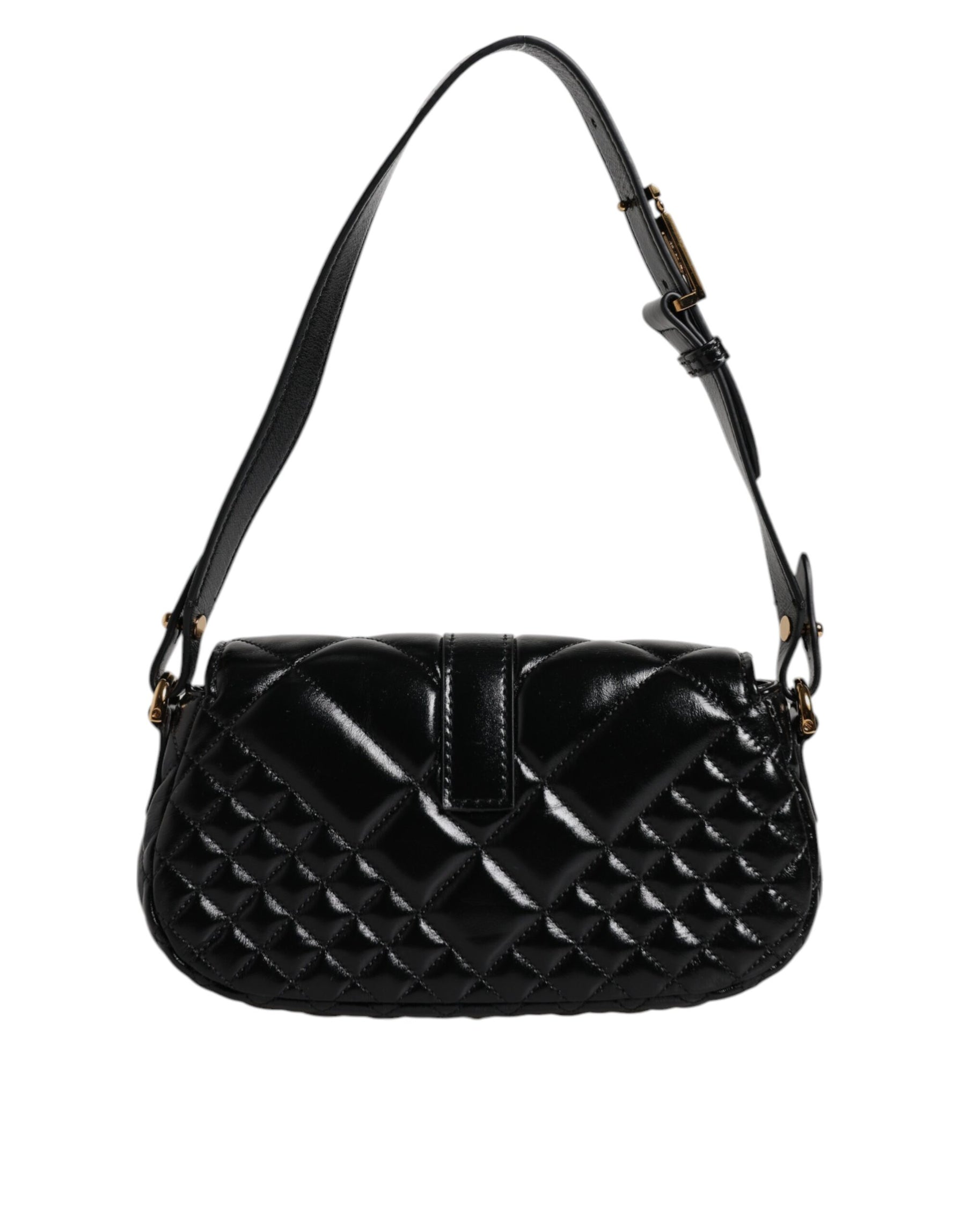 Versace Black Calf Leather Quilted Shoulder Strap Bag | Regal Royce