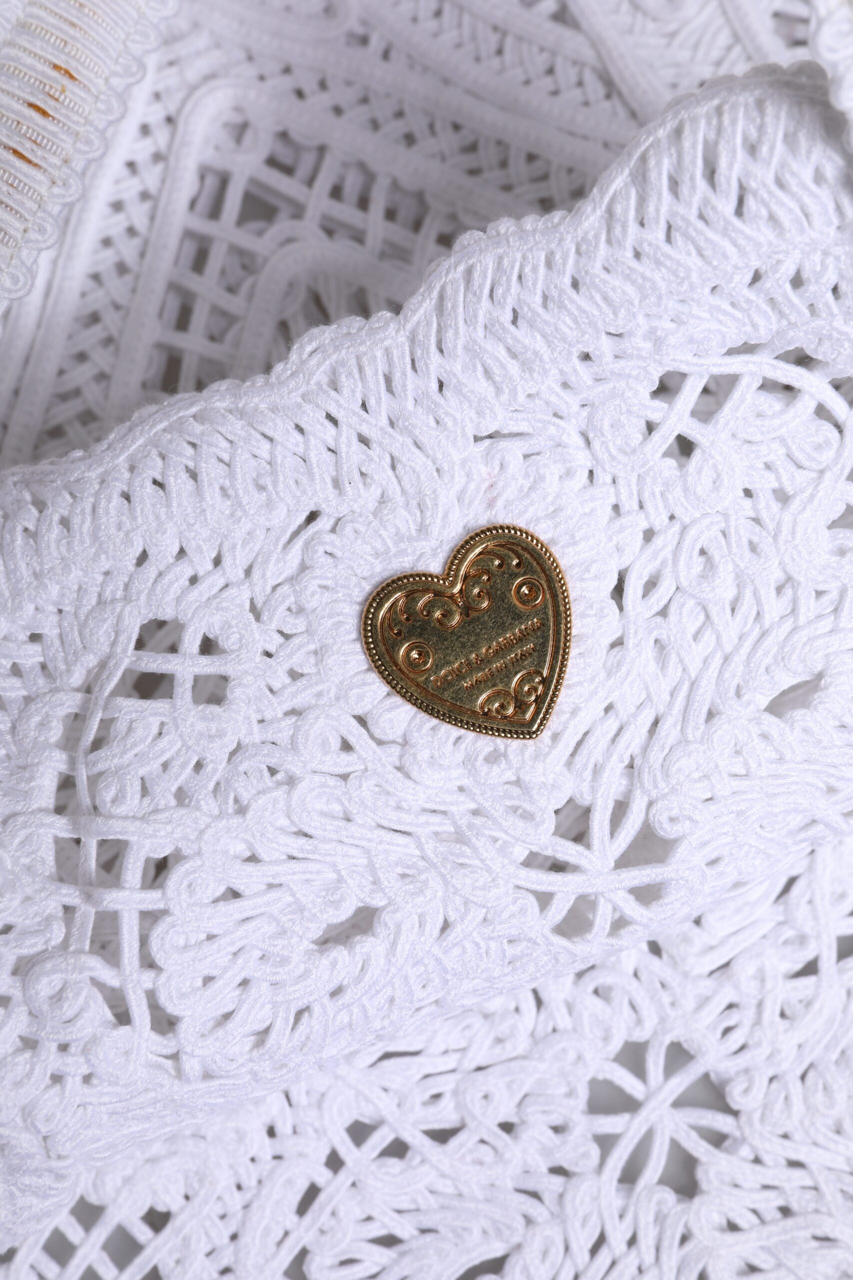 Dolce & Gabbana White Cordonetto Lace Beatrice Tote Shopping Bag | Regal Royce