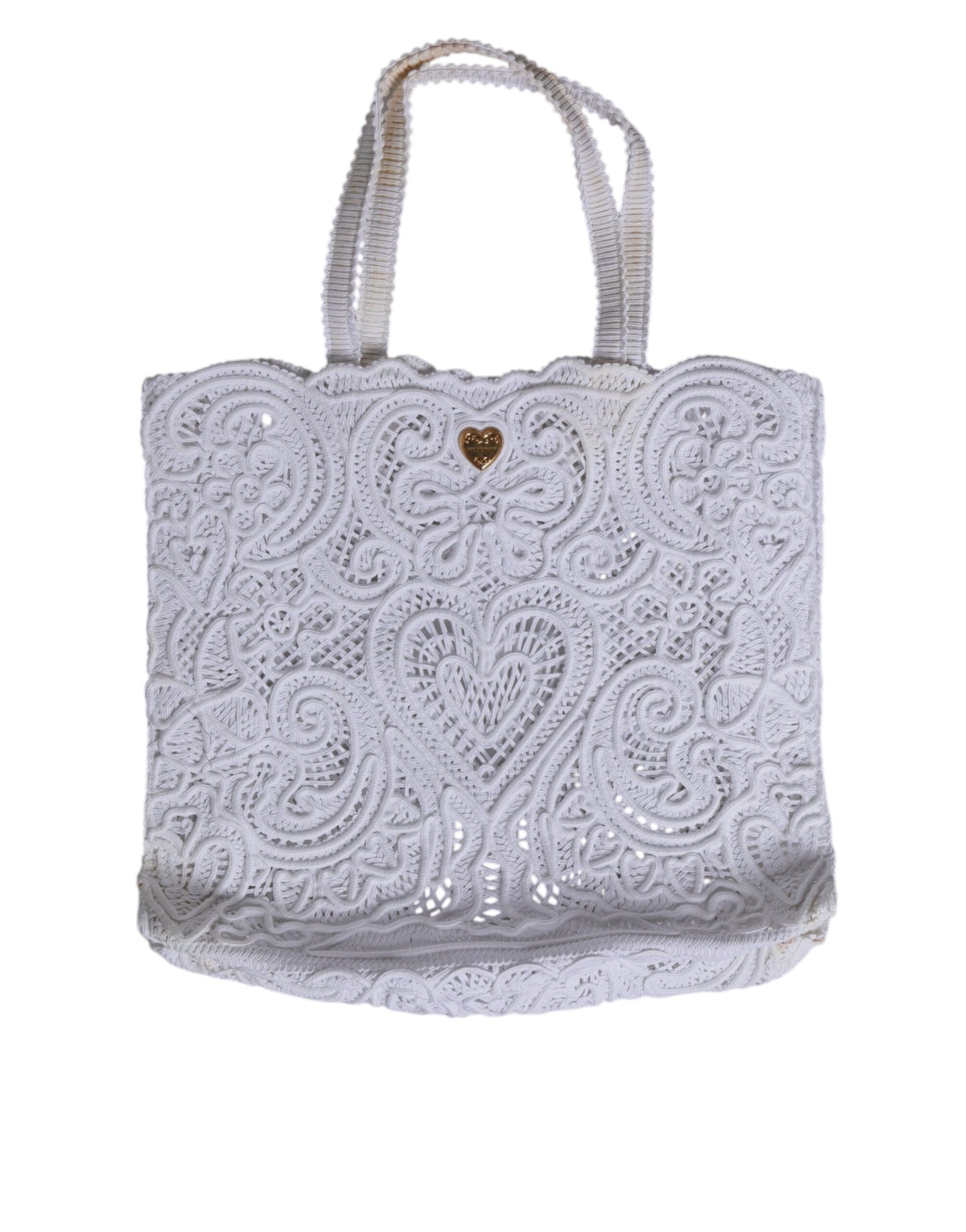 Dolce & Gabbana White Cordonetto Lace Beatrice Tote Shopping Bag | Regal Royce