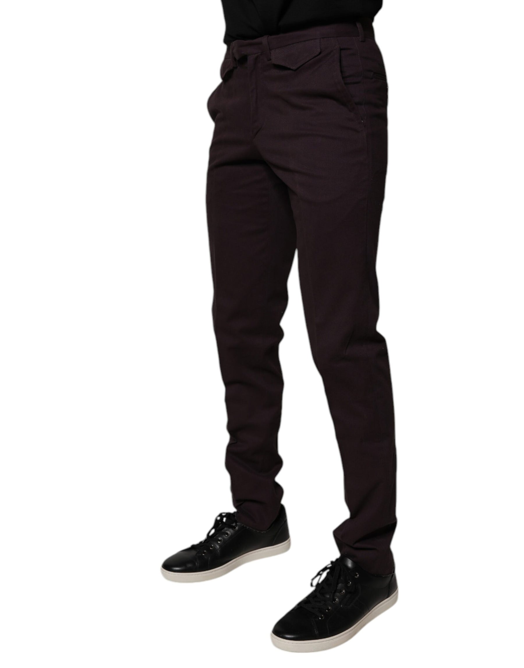 BENCIVENGA Brown Pure Cotton Slim Fit Men Dress Pants | Regal Royce
