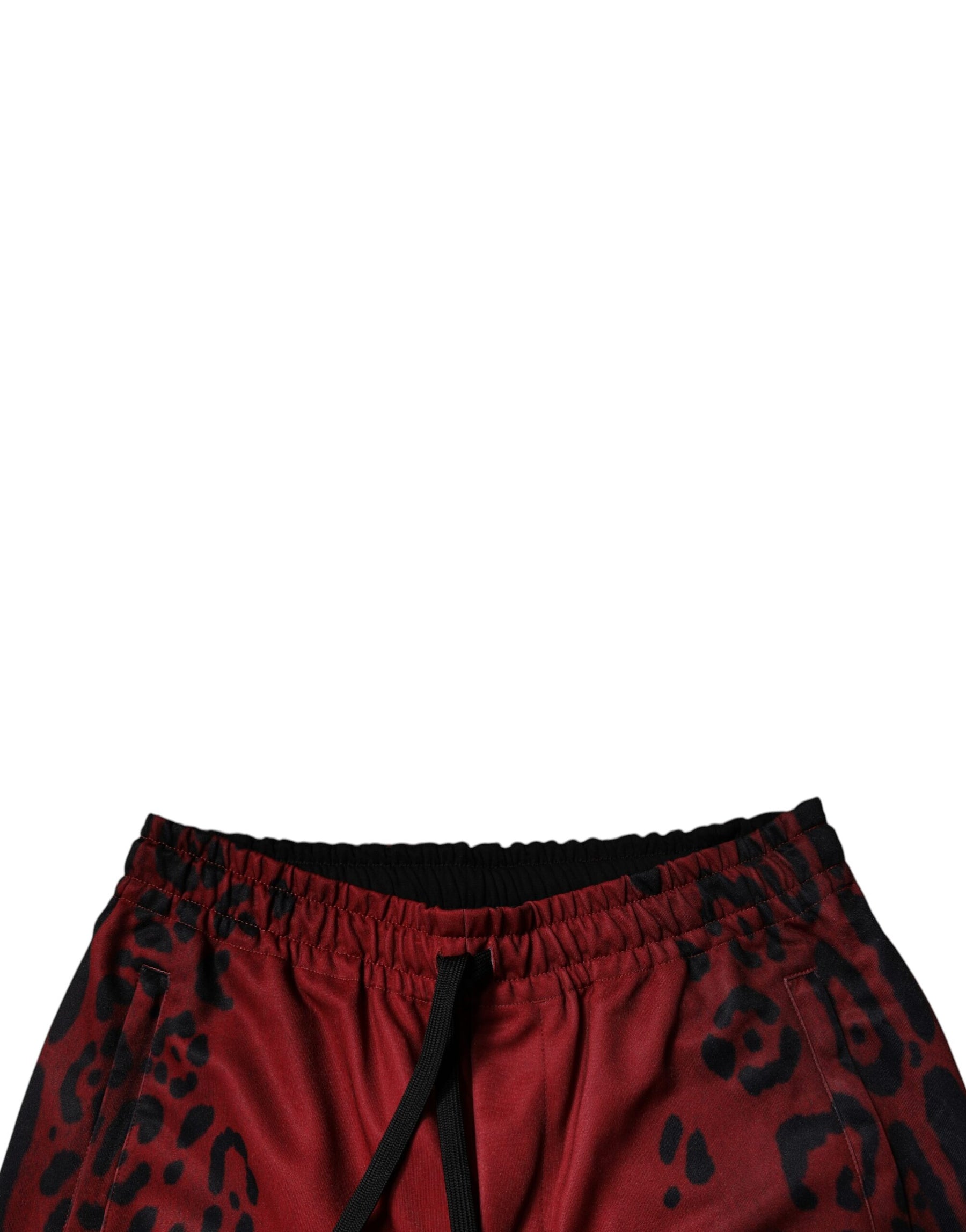 Dolce & Gabbana Red Leopard Print Polyester Men Jogger Pants | Regal Royce