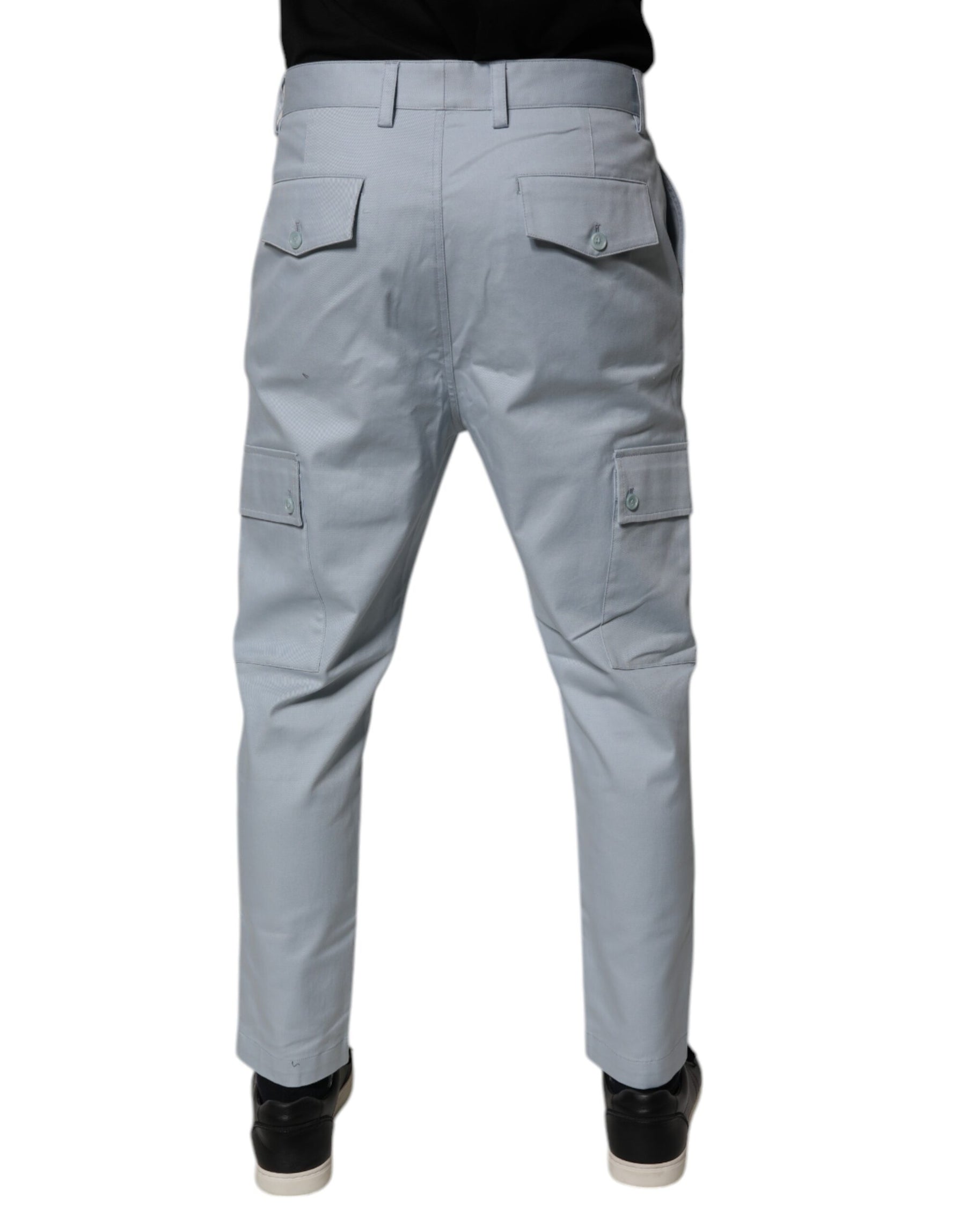 Dolce & Gabbana Light Blue Cotton Cargo Tapered Pants | Regal Royce