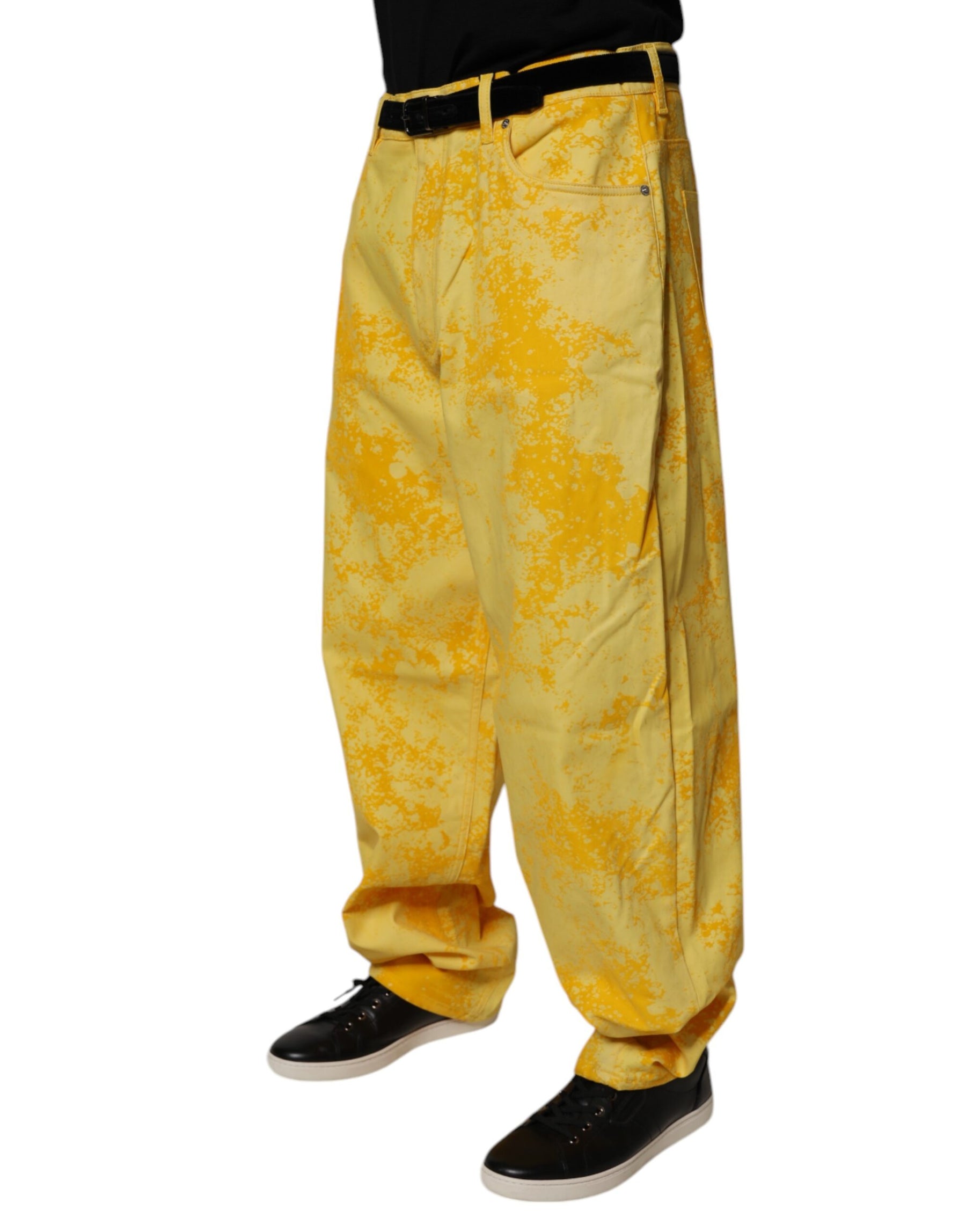 Dolce & Gabbana Yellow Tie Dye Cotton Straight Denim Jeans | Regal Royce