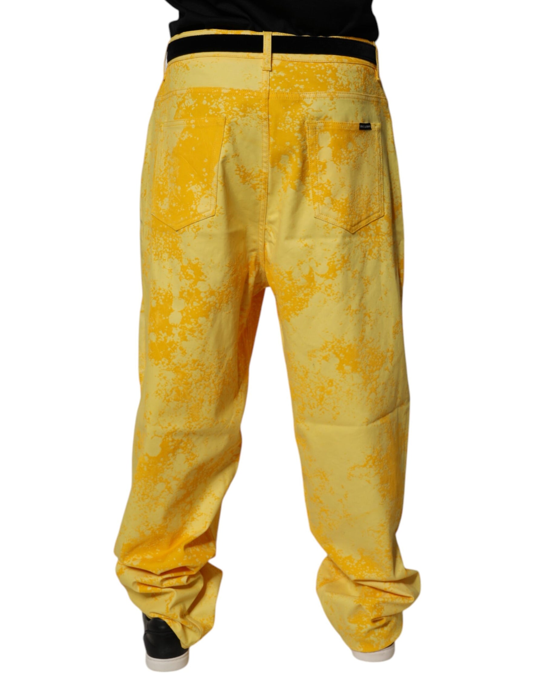 Dolce & Gabbana Yellow Tie Dye Cotton Straight Denim Jeans | Regal Royce