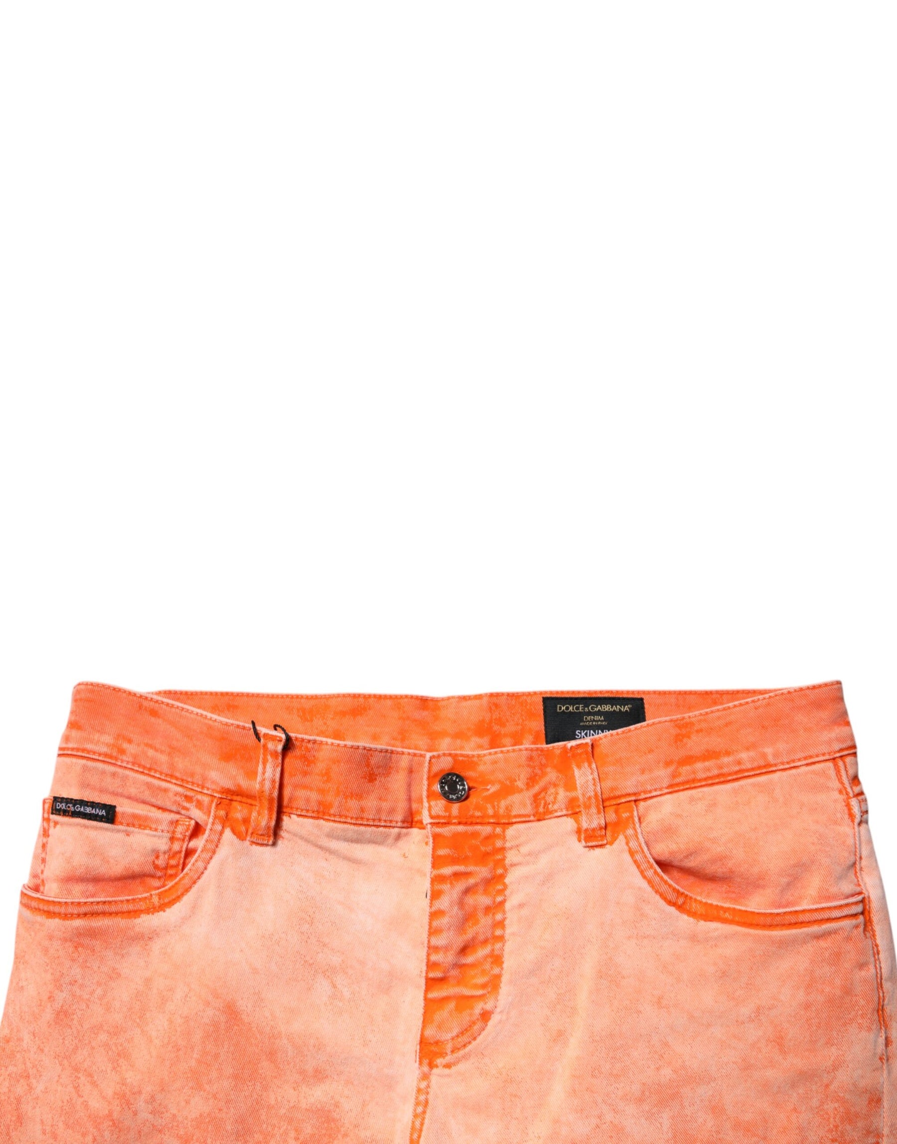 Dolce & Gabbana Orange Tie Dye Cotton Skinny Men Denim Jeans | Regal Royce