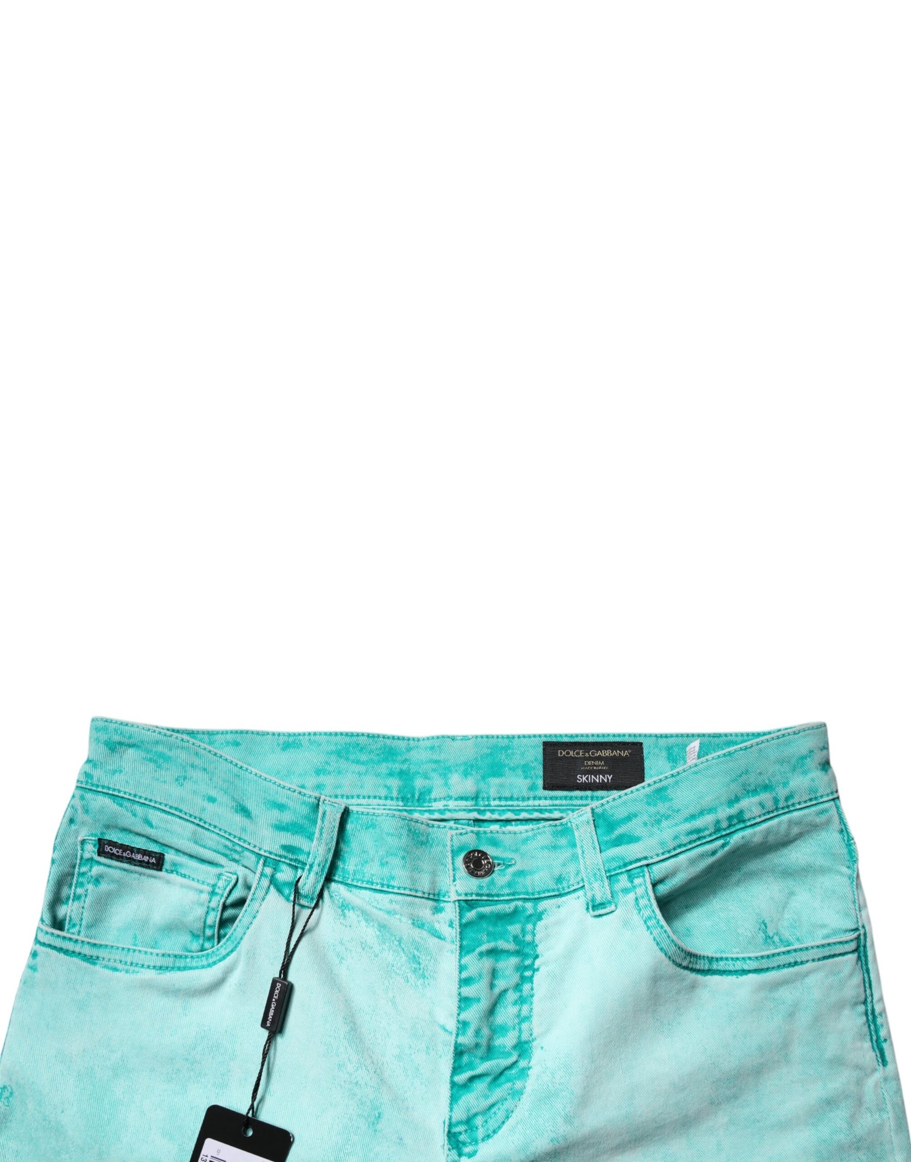 Dolce & Gabbana Green Tie Dye Cotton Skinny Men Denim Jeans | Regal Royce