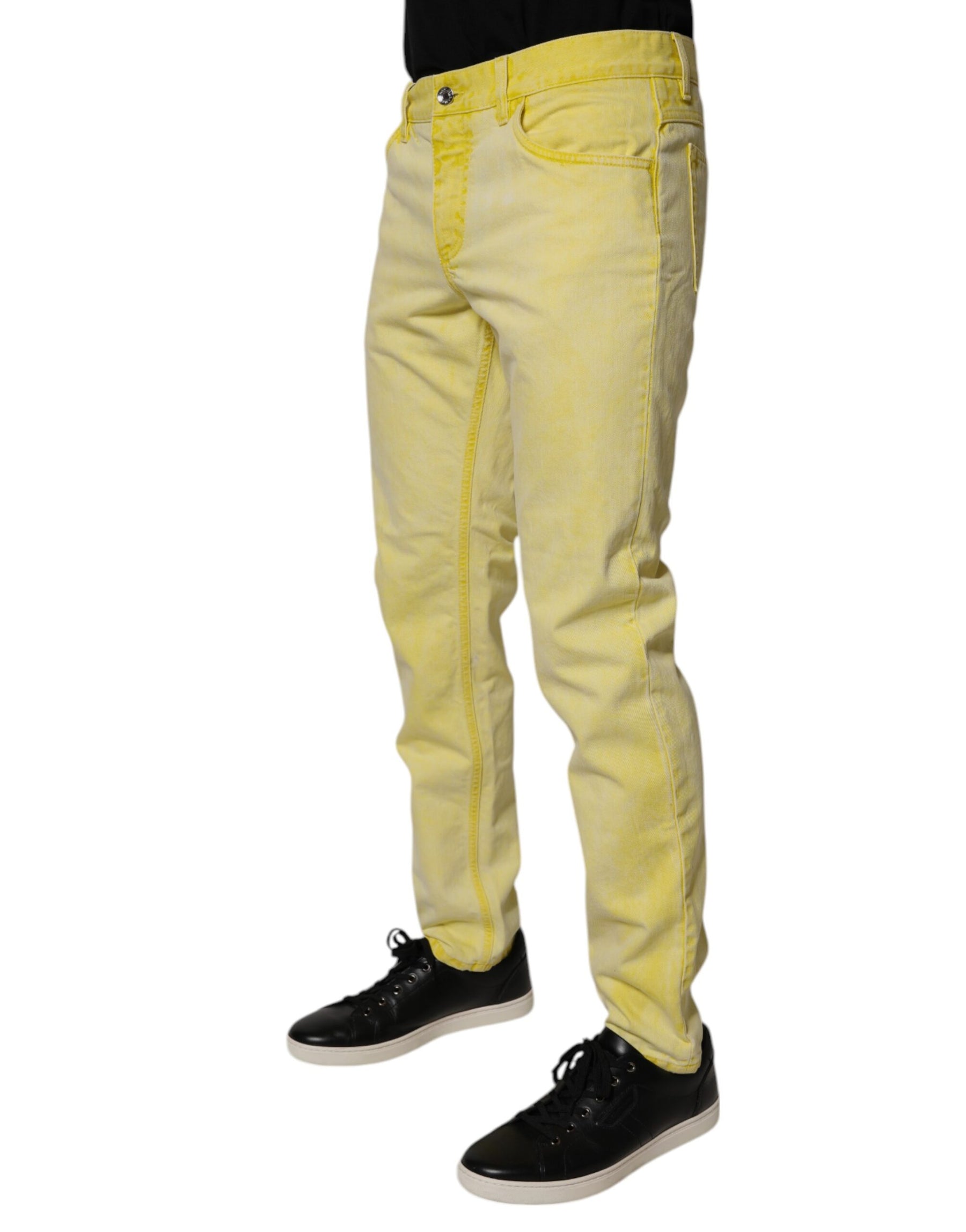 Dolce & Gabbana Yellow Cotton Stretch Skinny Men Denim Jeans | Regal Royce