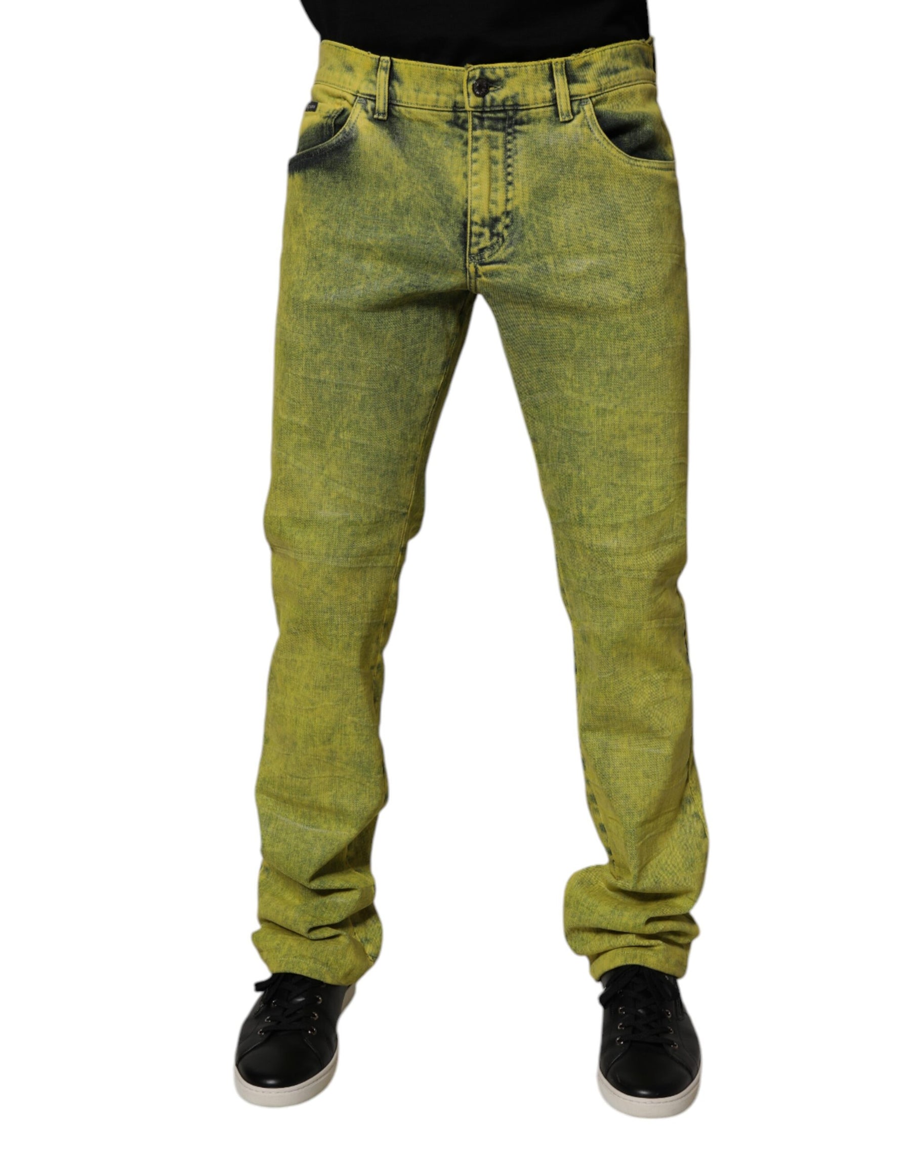 Dolce & Gabbana Yellow Cotton Stretch Skinny Men Denim Jeans | Regal Royce