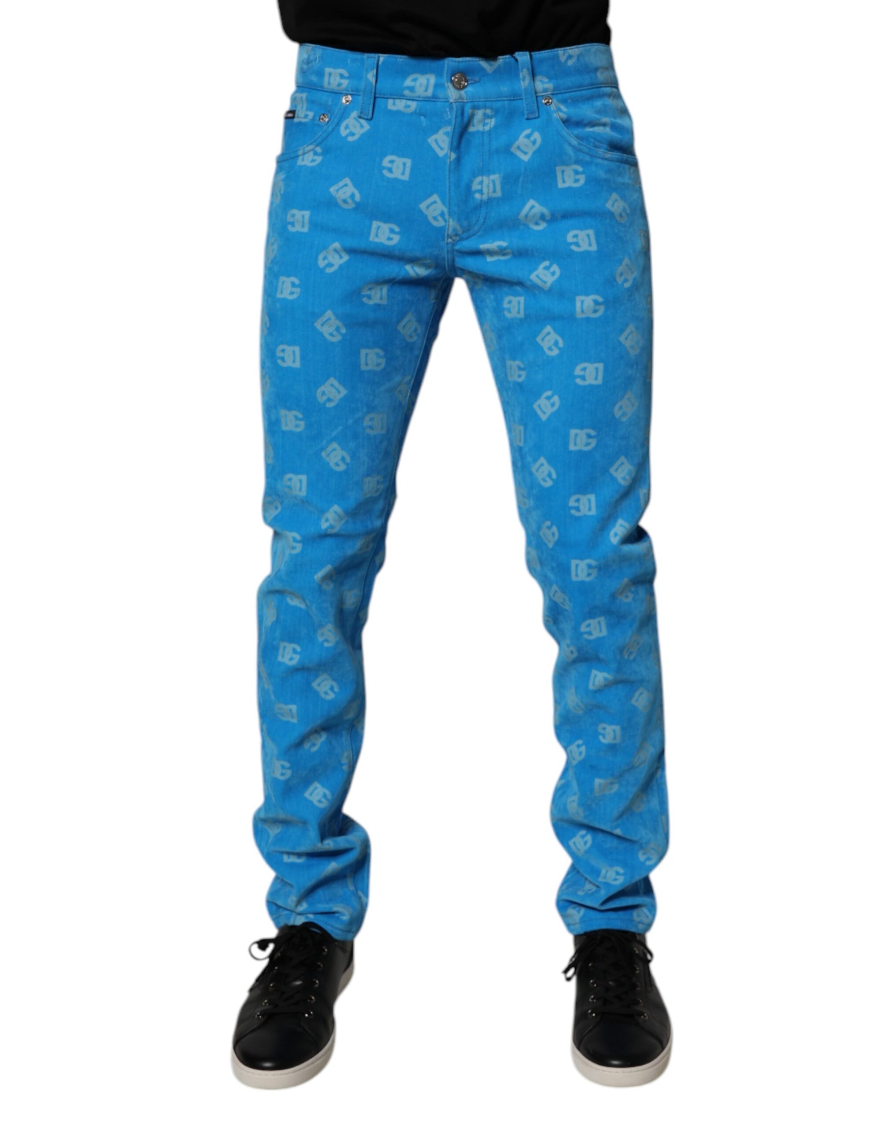 Dolce & Gabbana Blue Logo Monogram Cotton Skinny Denim Jeans | Regal Royce