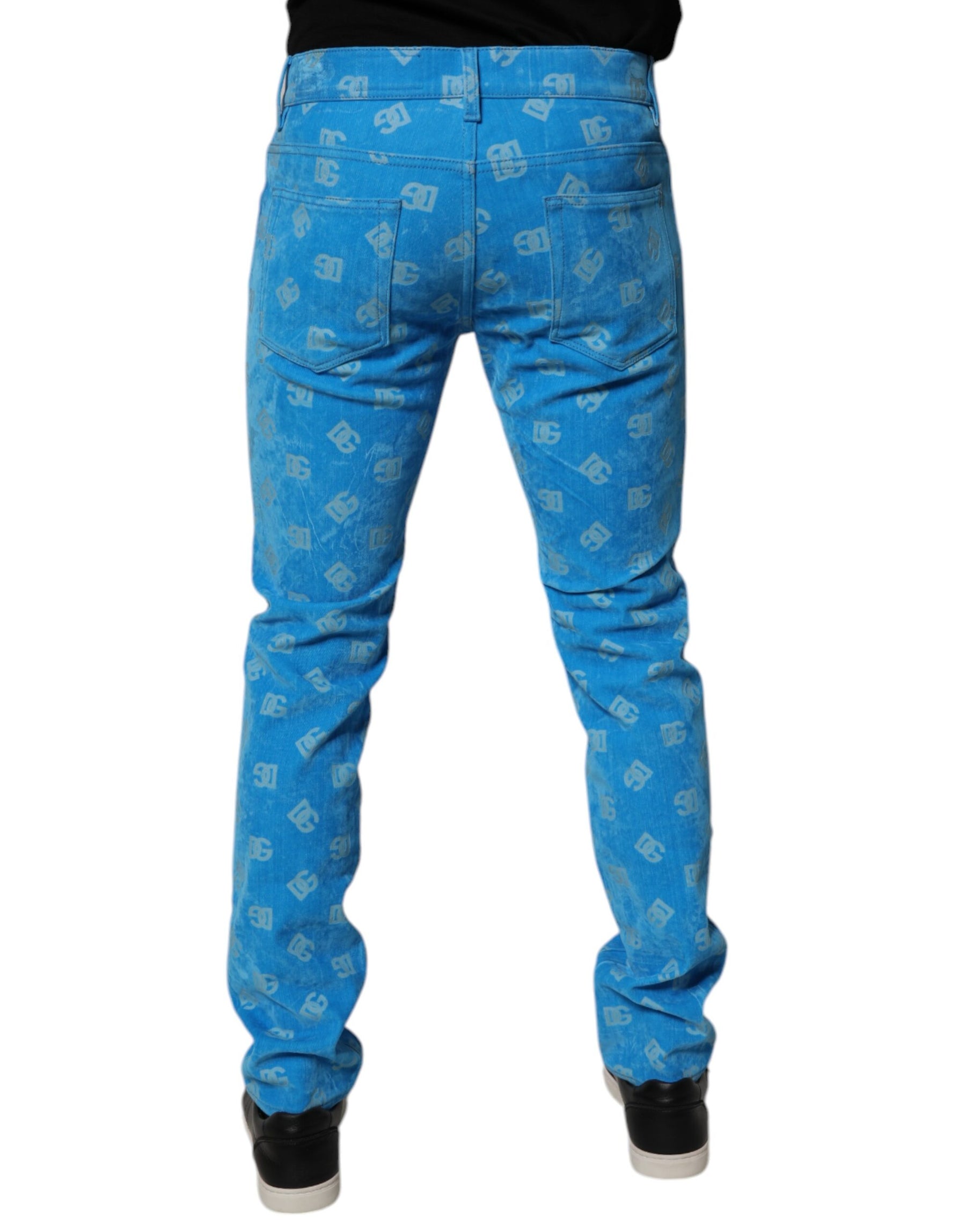 Dolce & Gabbana Blue Logo Monogram Cotton Skinny Denim Jeans | Regal Royce