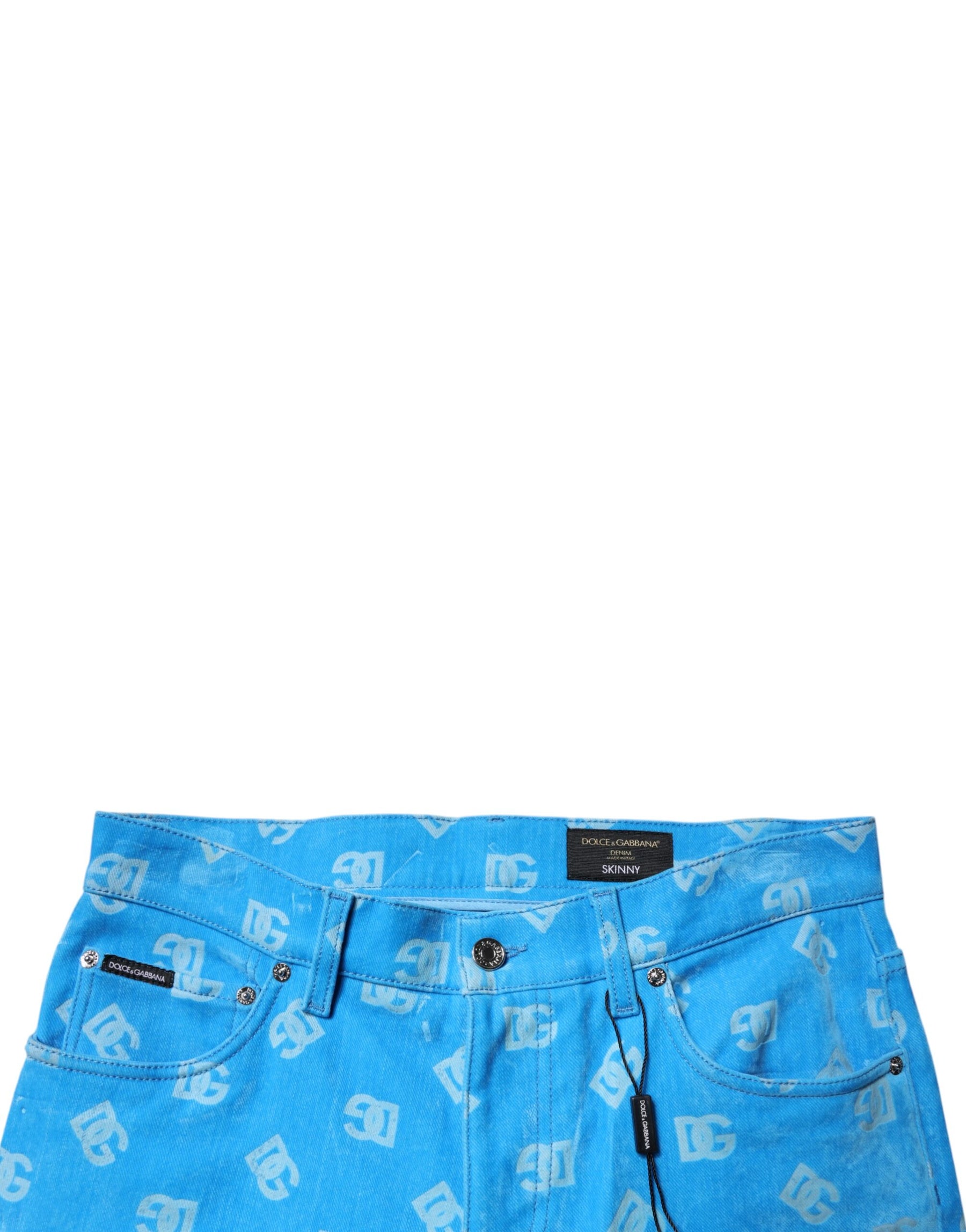 Dolce & Gabbana Blue Logo Monogram Cotton Skinny Denim Jeans | Regal Royce