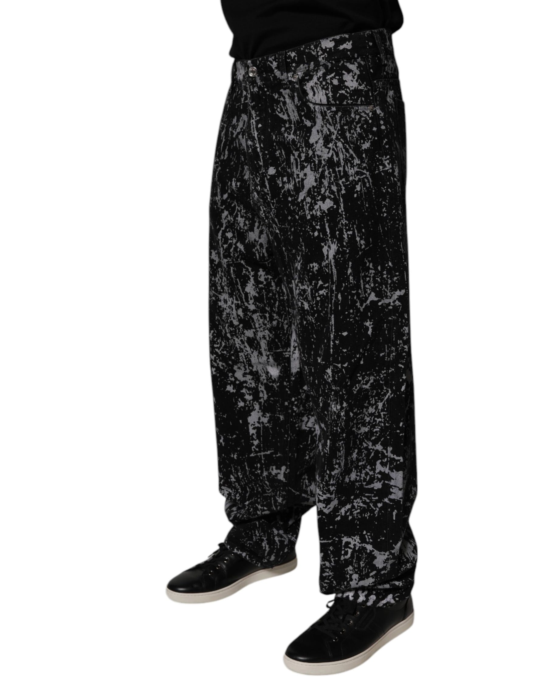 Dolce & Gabbana Black Tie Dye Cotton Straight Men Denim Jeans | Regal Royce