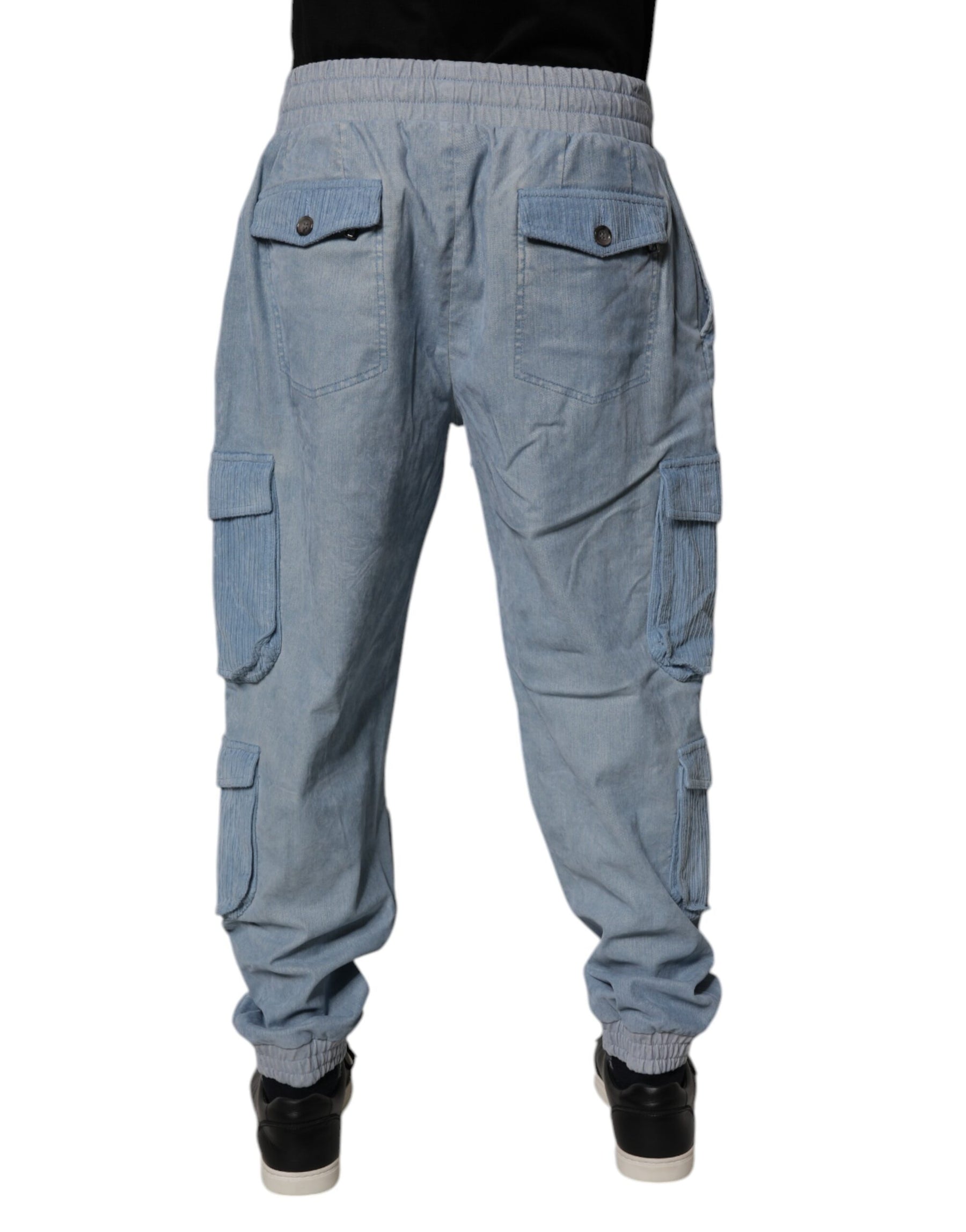 Dolce & Gabbana Light Blue Cotton Jogger Cargo Men Denim Pants | Regal Royce