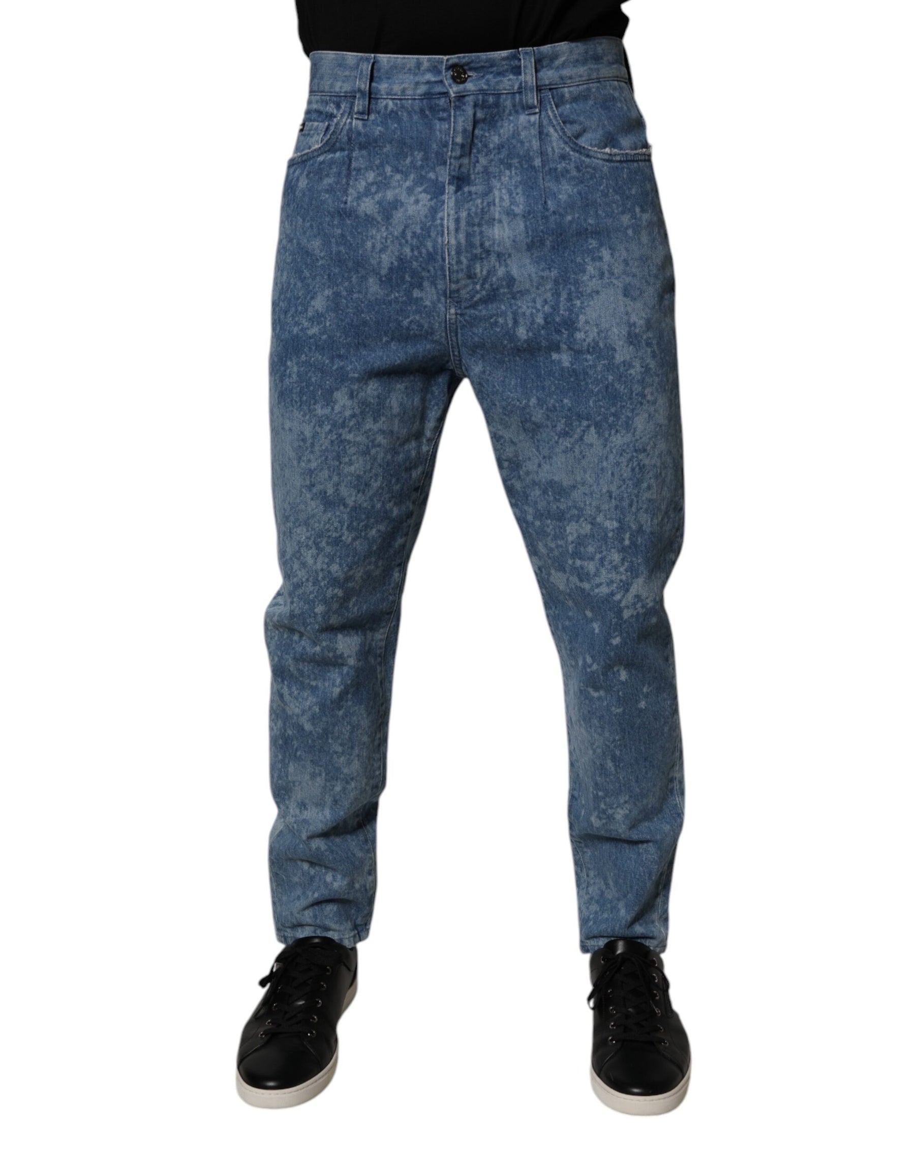 Dolce & Gabbana Blue Tie Dye Cotton Skinny Men Denim Jeans | Regal Royce