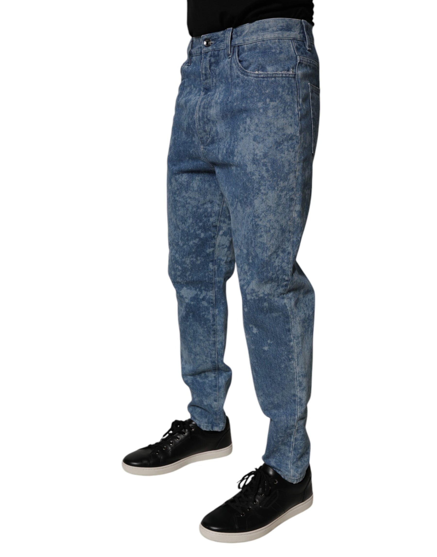 Dolce & Gabbana Blue Tie Dye Cotton Skinny Men Denim Jeans | Regal Royce