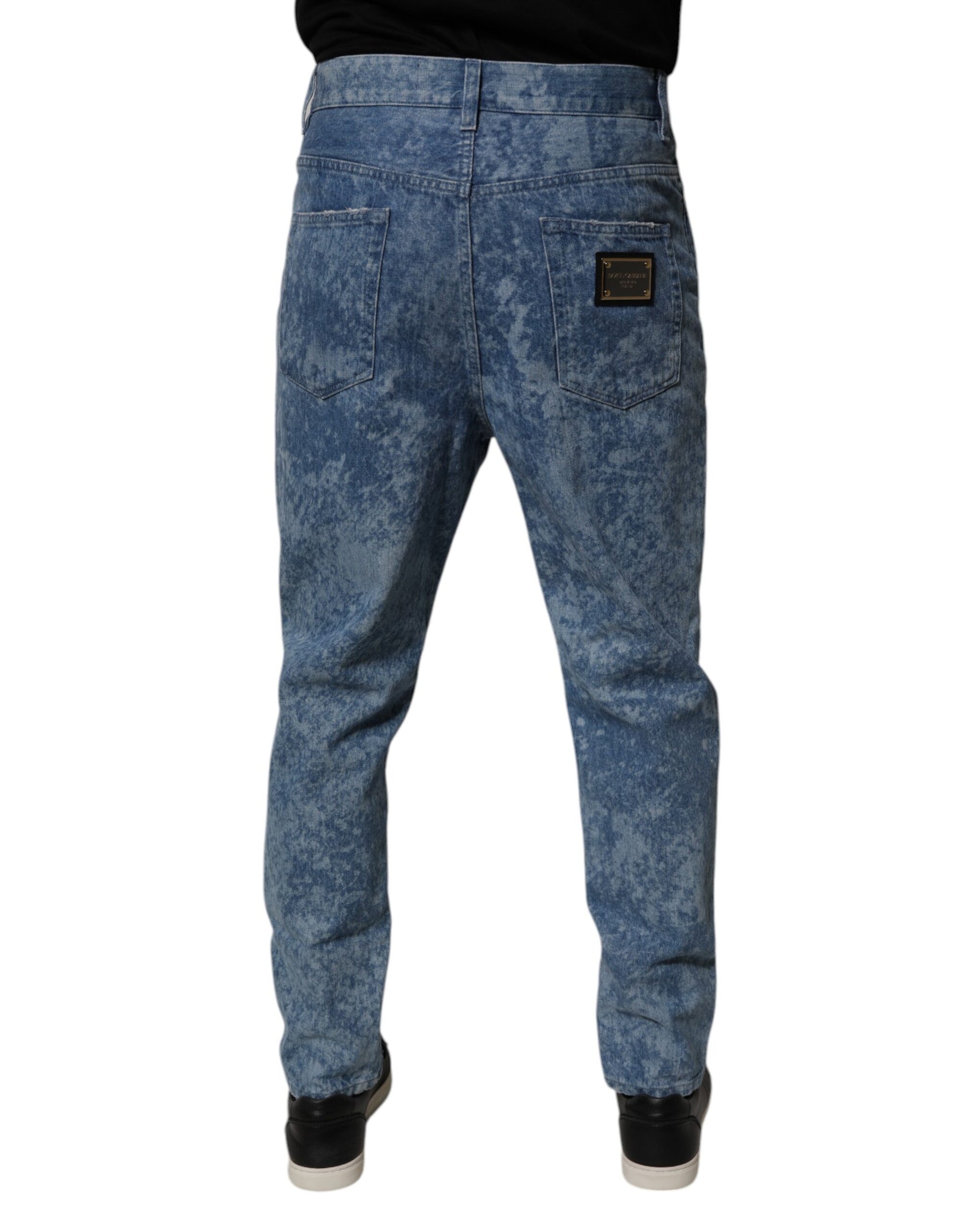 Dolce & Gabbana Blue Tie Dye Cotton Skinny Men Denim Jeans | Regal Royce