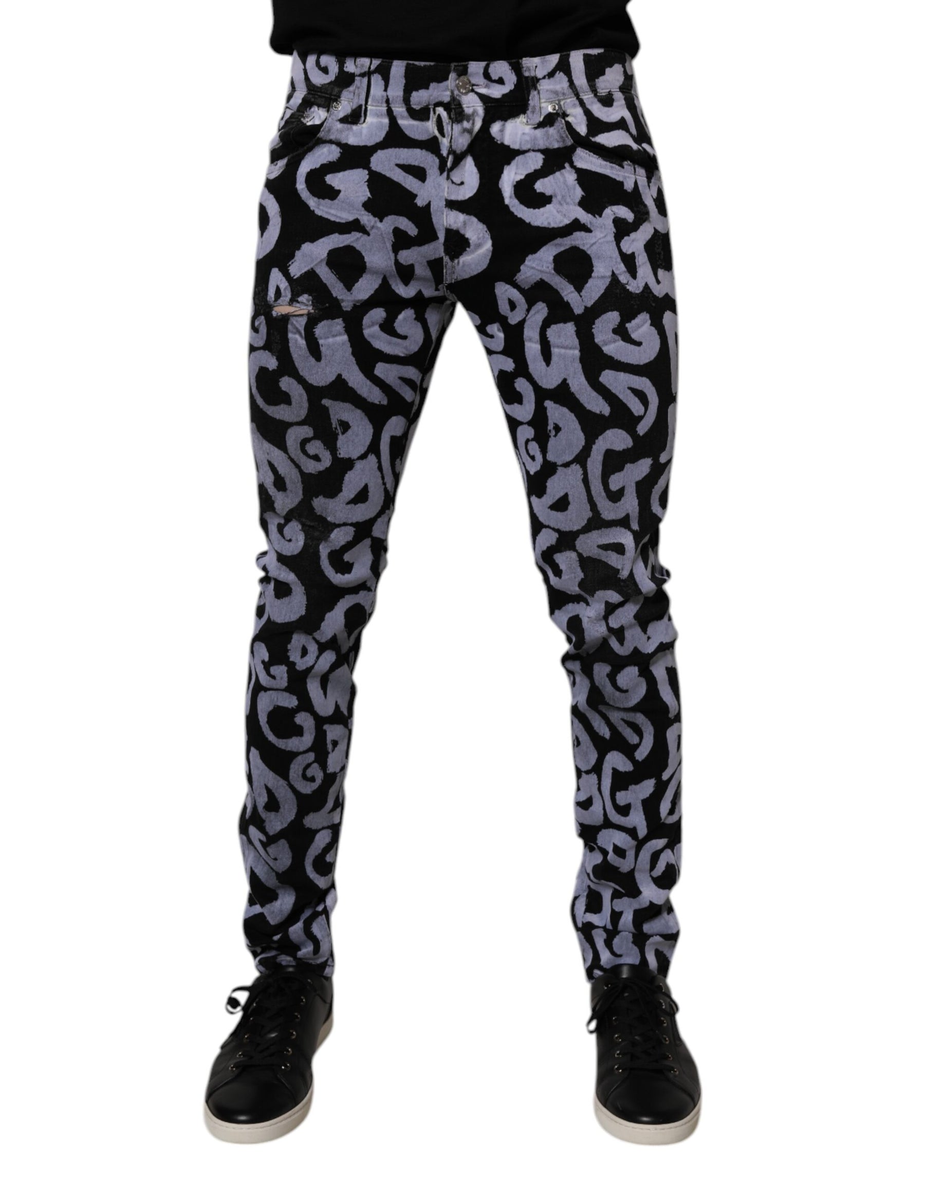 Dolce & Gabbana Black Logo Monogram Cotton Skinny Denim Jeans | Regal Royce