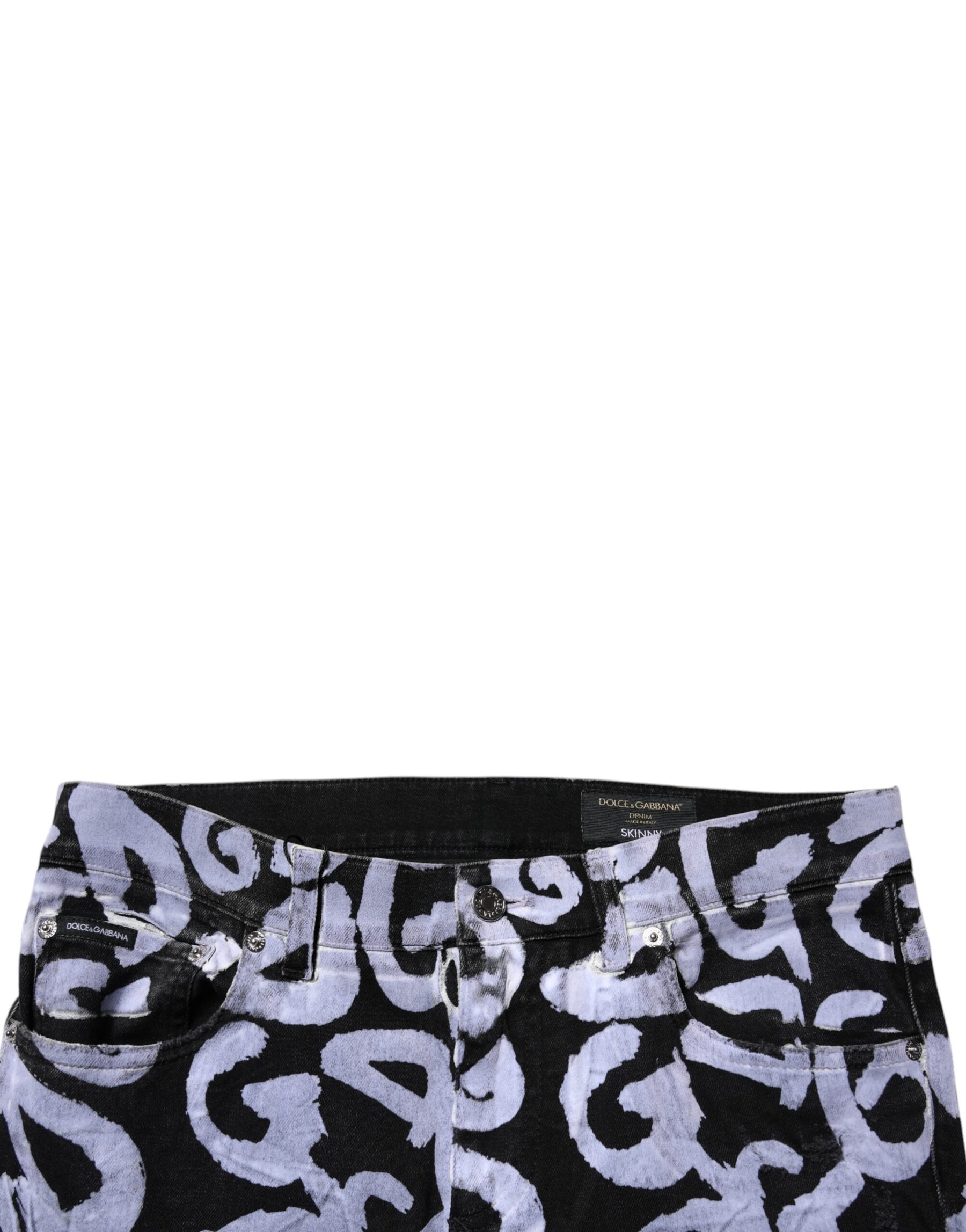 Dolce & Gabbana Black Logo Monogram Cotton Skinny Denim Jeans | Regal Royce