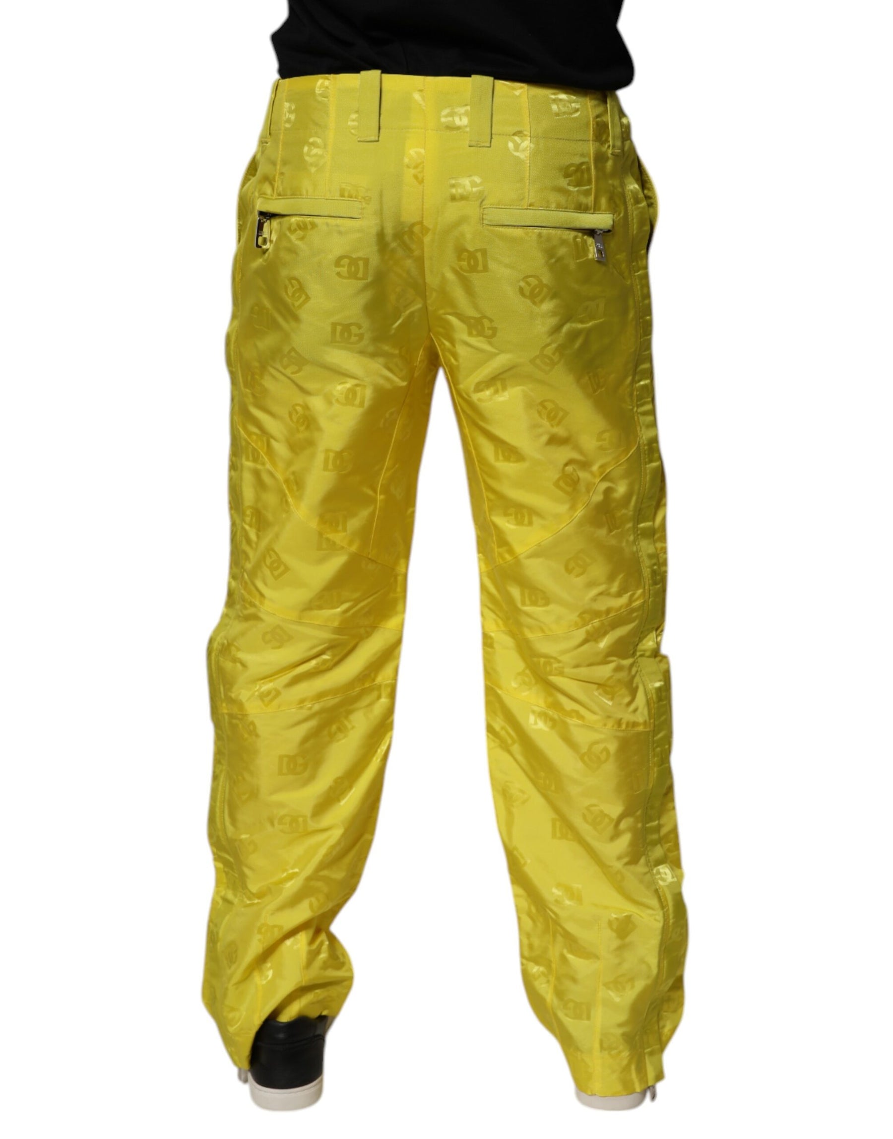 Dolce & Gabbana Yellow DG Monogram Polyester Straight Pants | Regal Royce