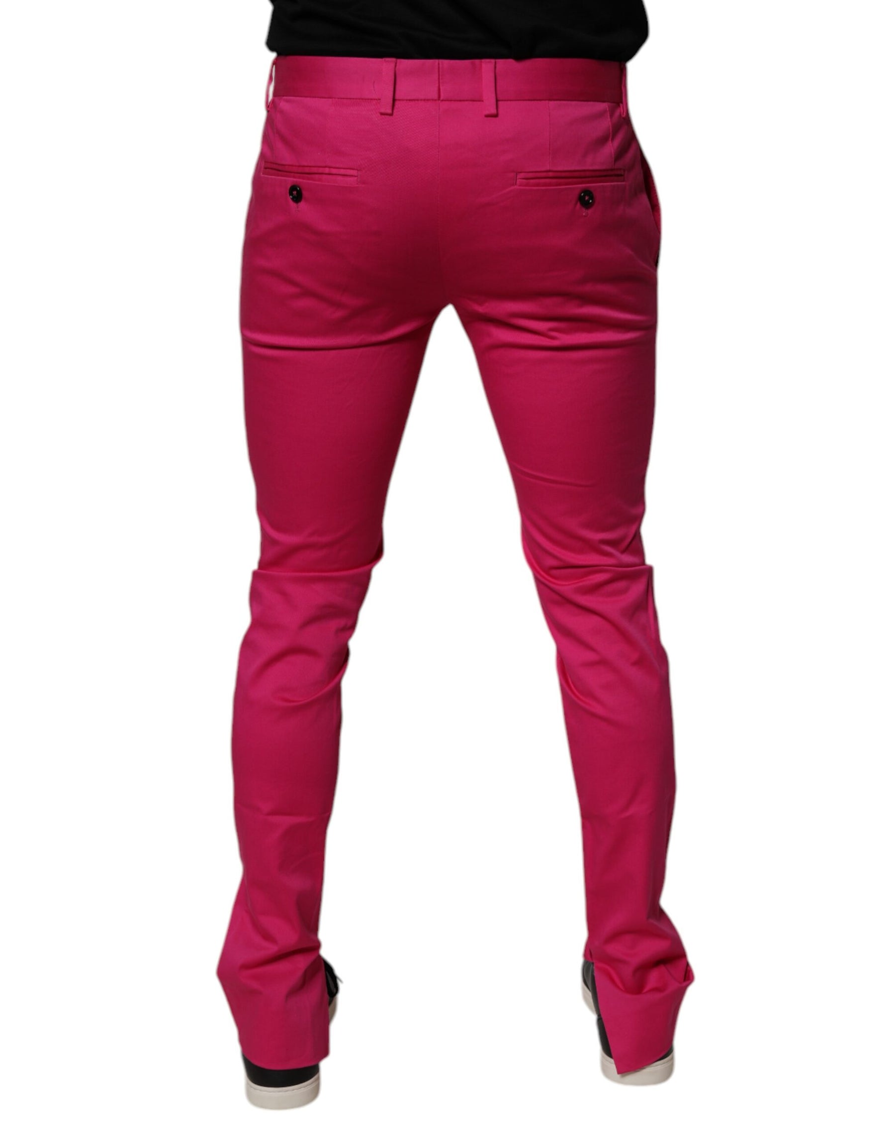 Dolce & Gabbana Pink Black Stripe Slim Fit Men Dress Pants | Regal Royce