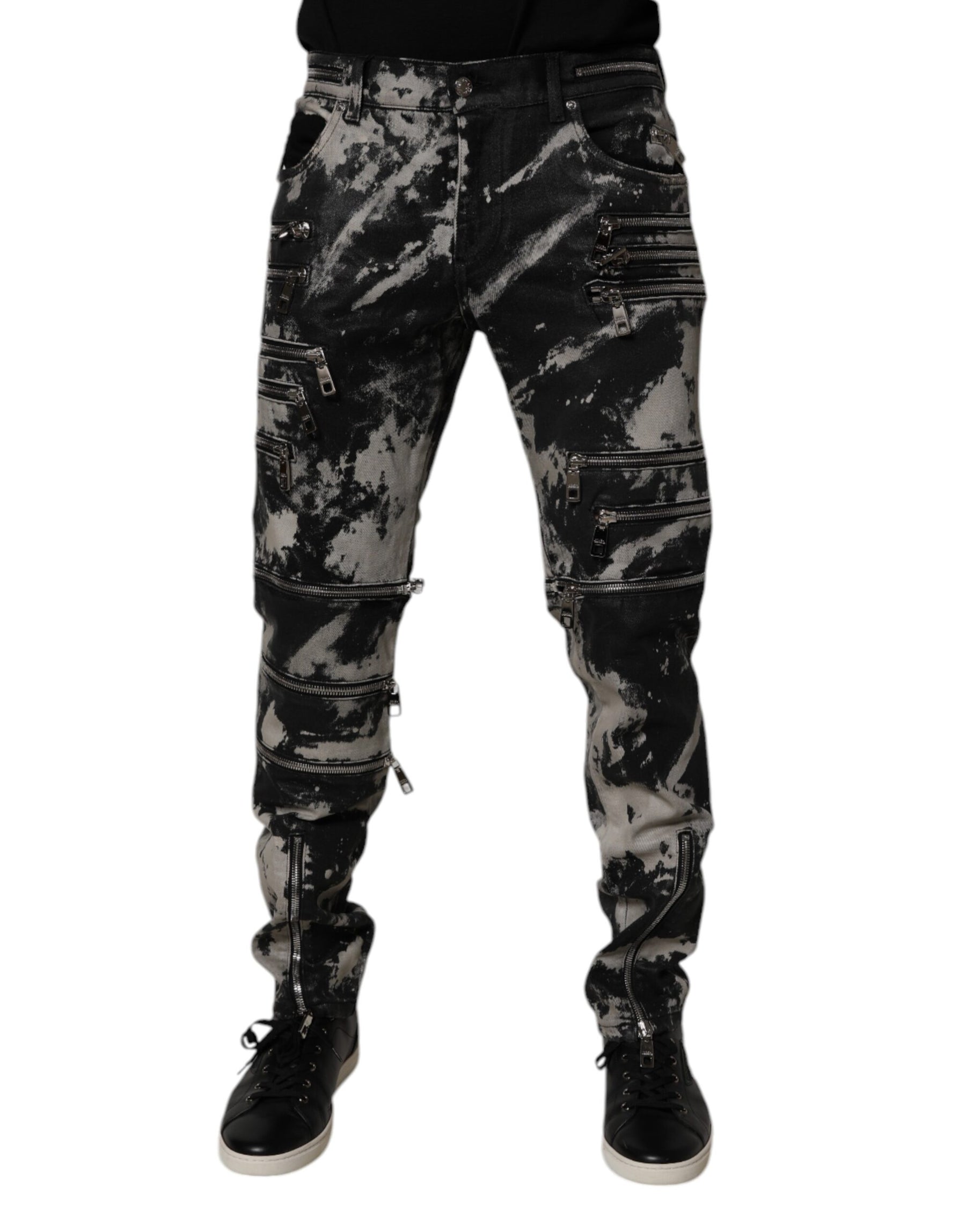 Dolce & Gabbana Black Tie Dye Cotton Skinny Zip Denim Jeans | Regal Royce