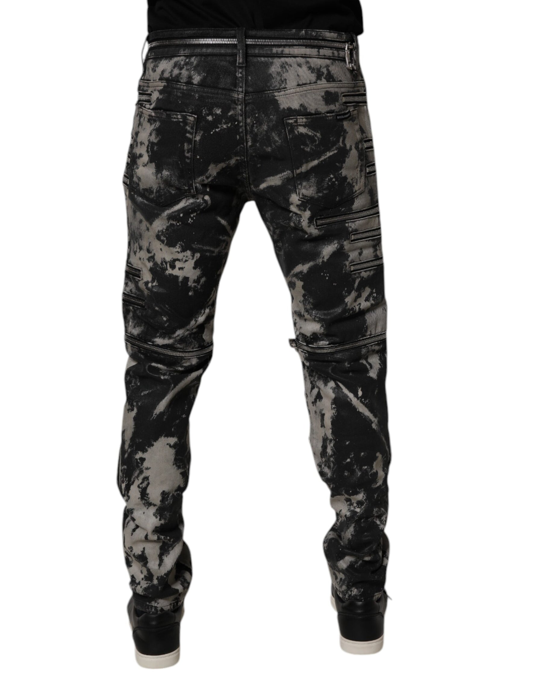 Dolce & Gabbana Black Tie Dye Cotton Skinny Zip Denim Jeans | Regal Royce