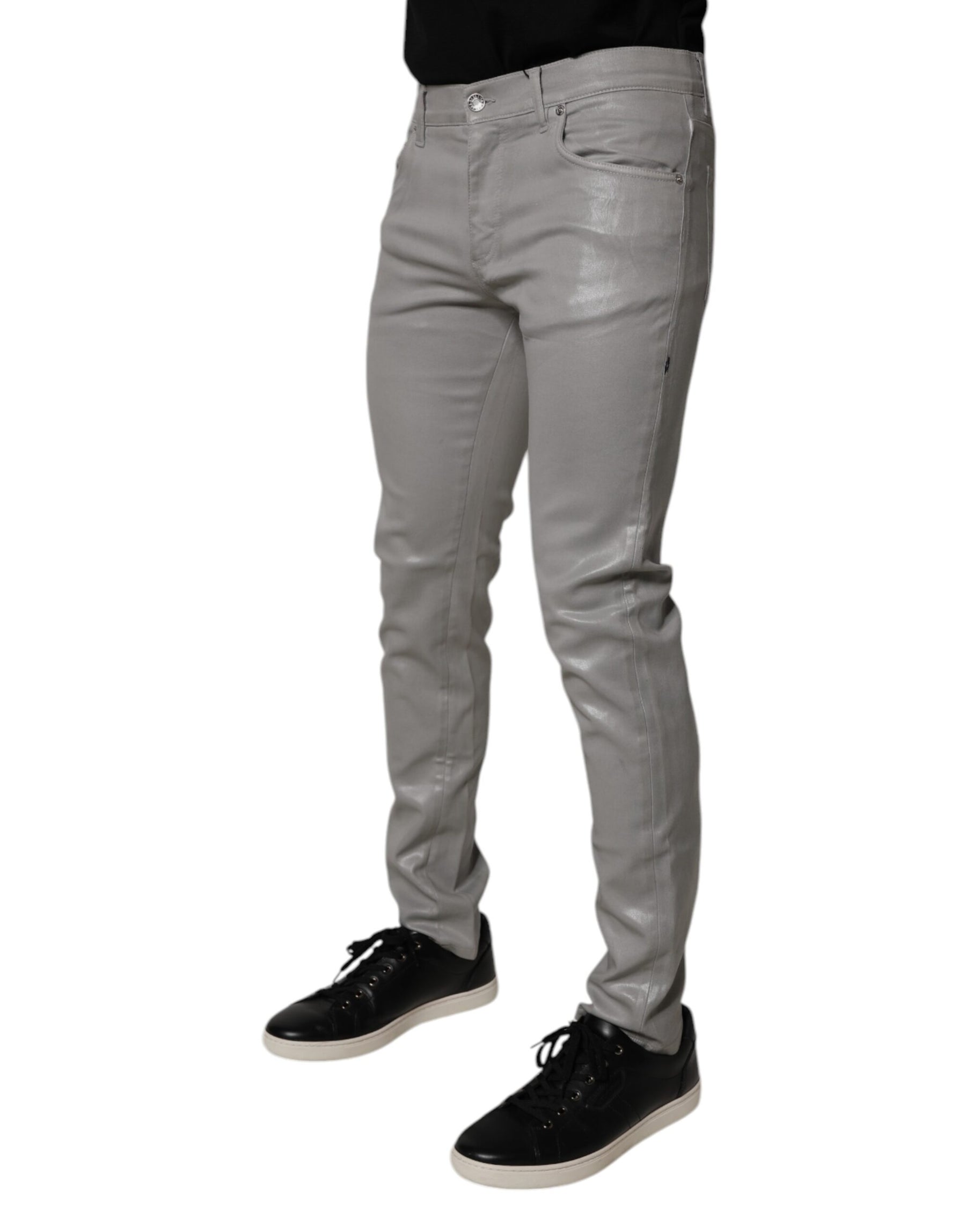 Dolce & Gabbana Gray Cotton Stretch Men Slim Fit Denim Jeans | Regal Royce